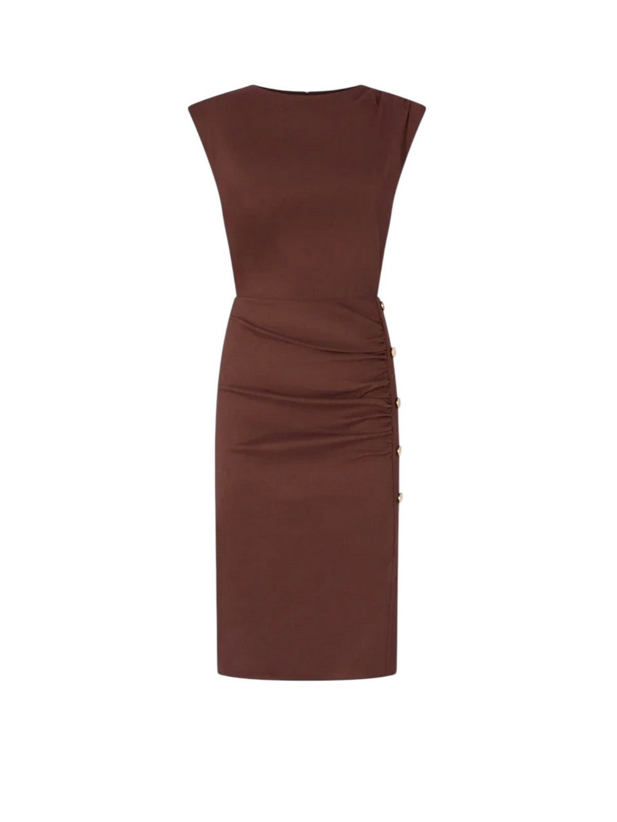 PINKO Abito Donna ALISSA ABITO LINO STRETCH 106521-A34I L78 MARRONE TERRA X PIANTE