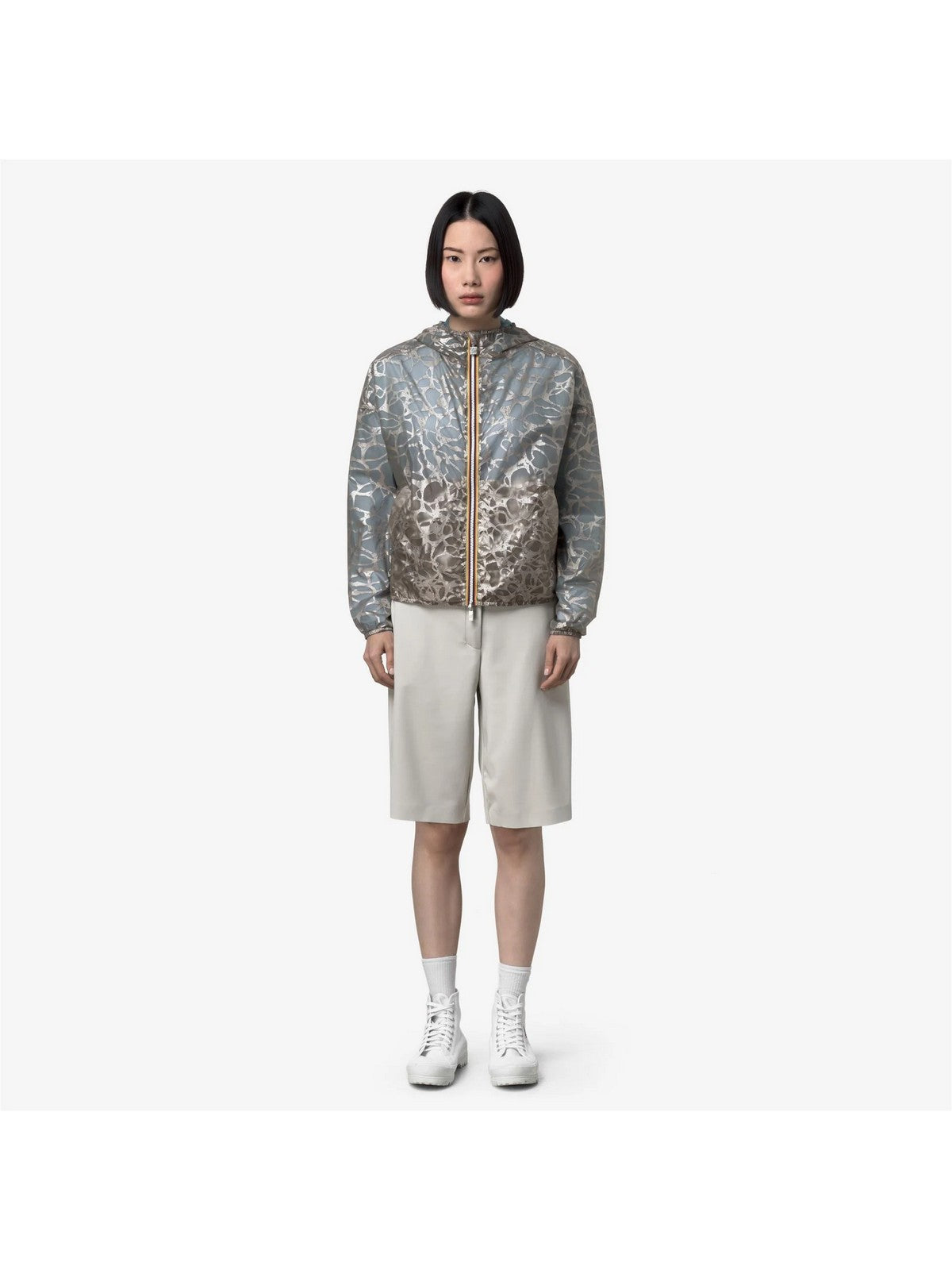 K-WAY Giubbino Donna LAURETTE SUPER LIGHT LAMI DOUB K7137JW C0R Beige-Blue Laminated