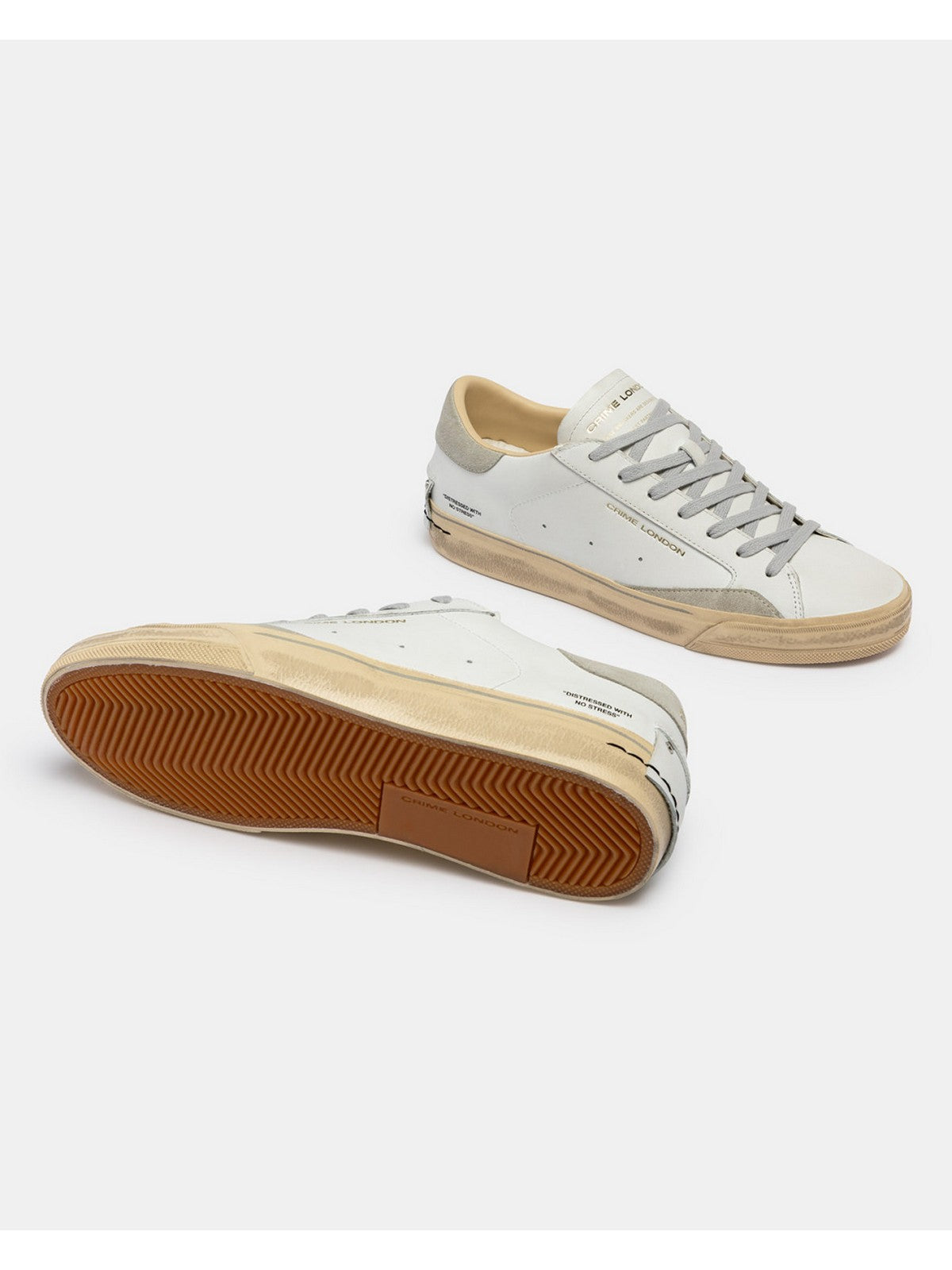 CRIME LONDON Sneaker Uomo DISTRESSED 2.0 LIGHT GREY 19053PP8 10 WHITE