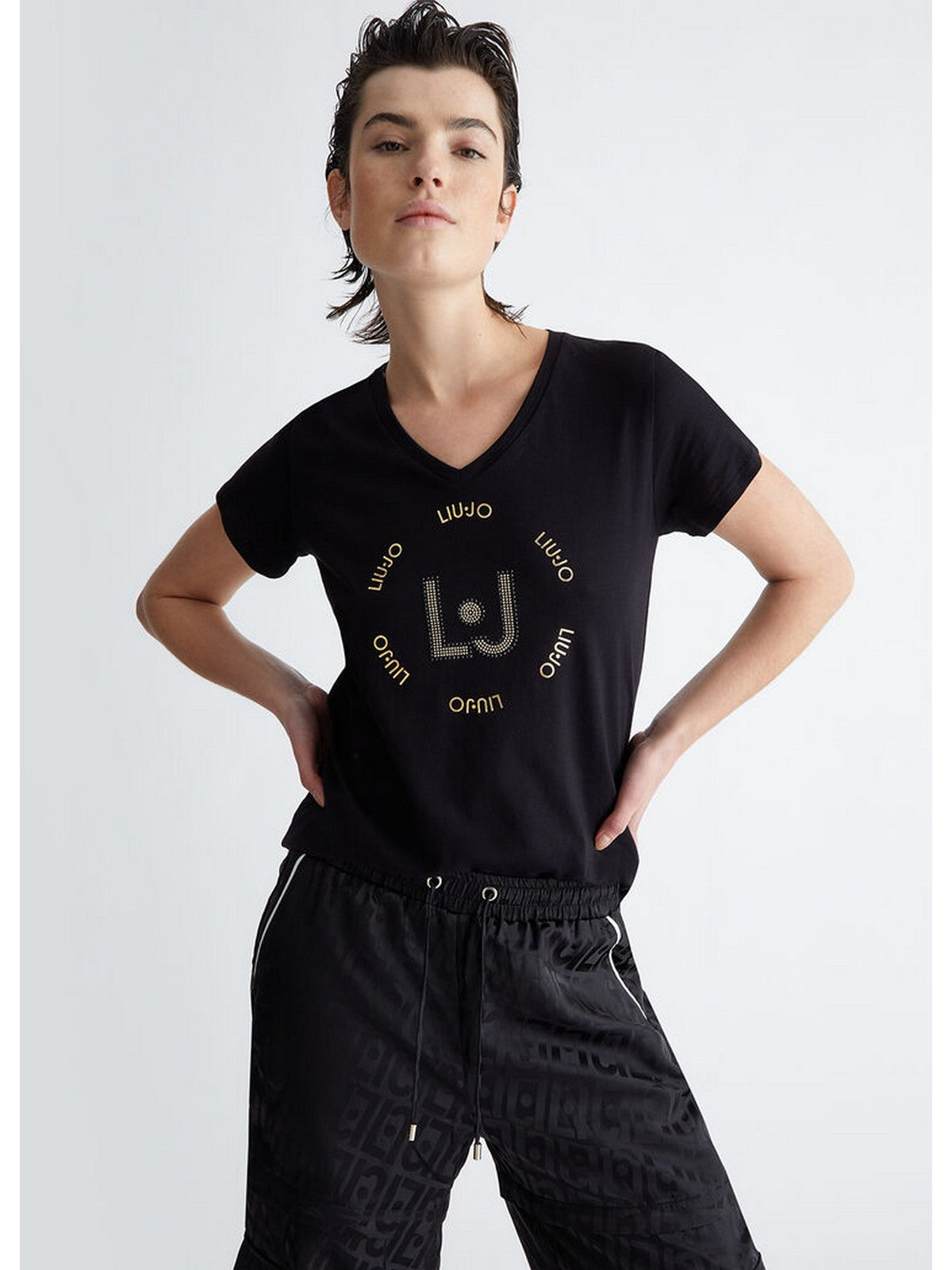 LIU JO SPORT T-Shirt e Polo Donna TA4137J6040 U9958 Nero gioboutiqueweb