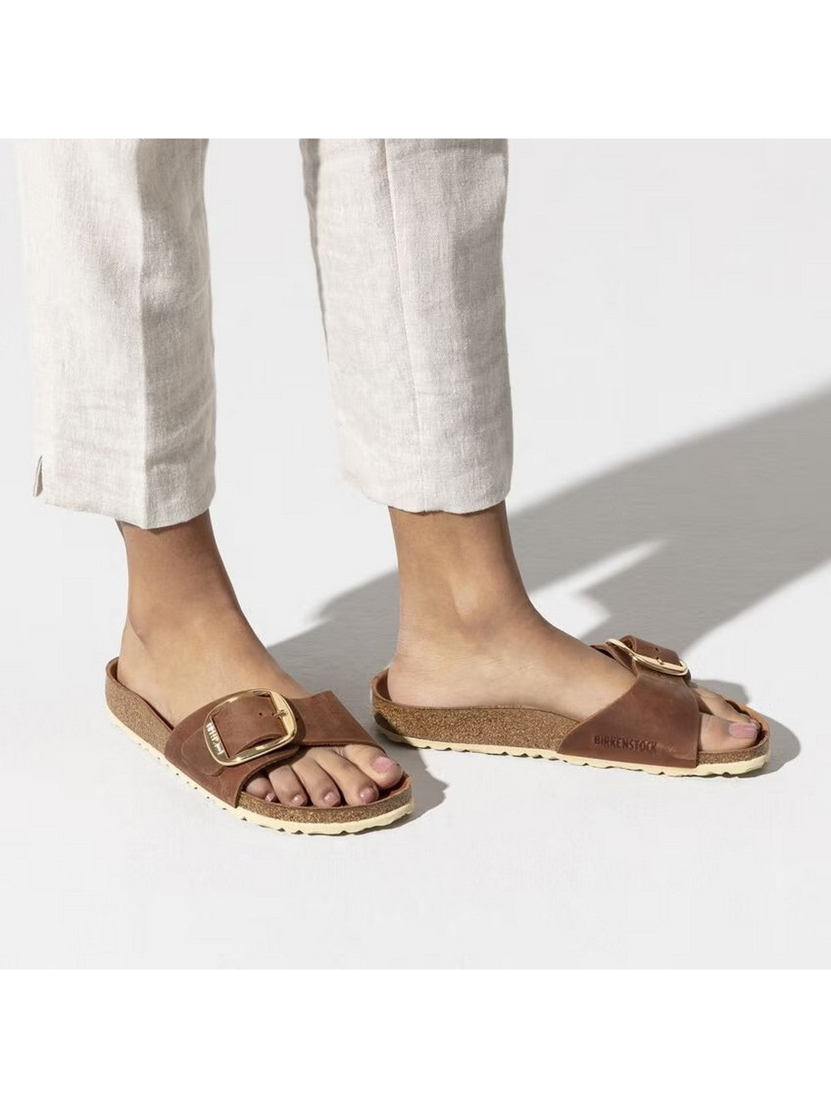 BIRKENSTOCK Sandalo Donna Madrid Big Buckle cognac, Oiled Leather 1006525 Marrone