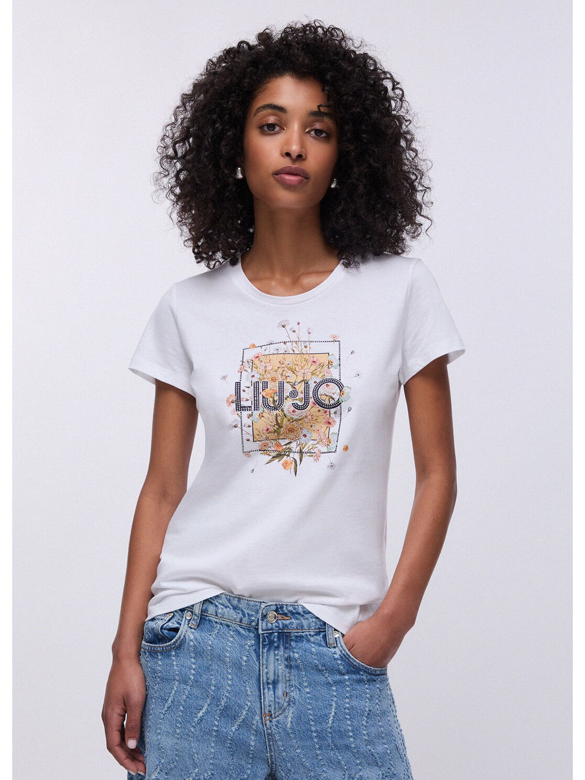 LIU JO WHITE T-shirt Donna WA6493JS923 P9604 Bco LiuJo foulard bl