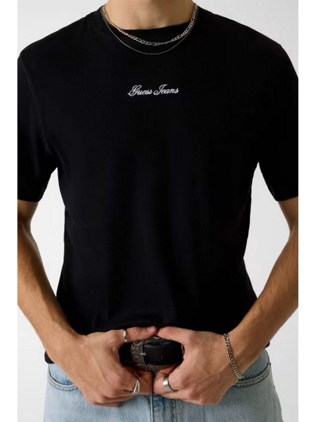 GUESS T-shirt Uomo GJ SLIM FIT RIBBED T SHIRT M6GP06 KA0H1 JBLK Jet Black A996