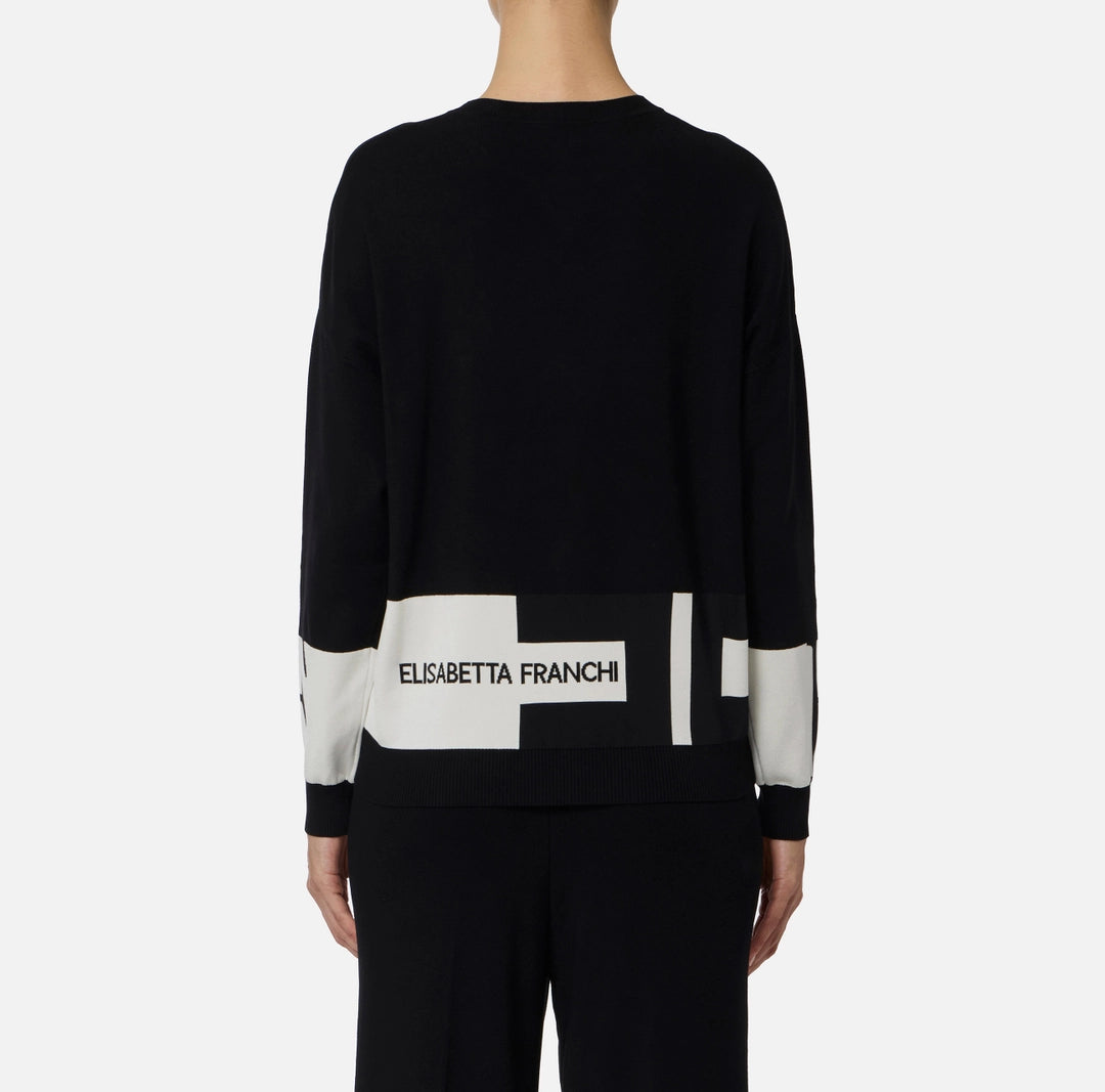 ELISABETTA FRANCHI Maglione Donna MK01S56E2 EF3 NERO/MILK