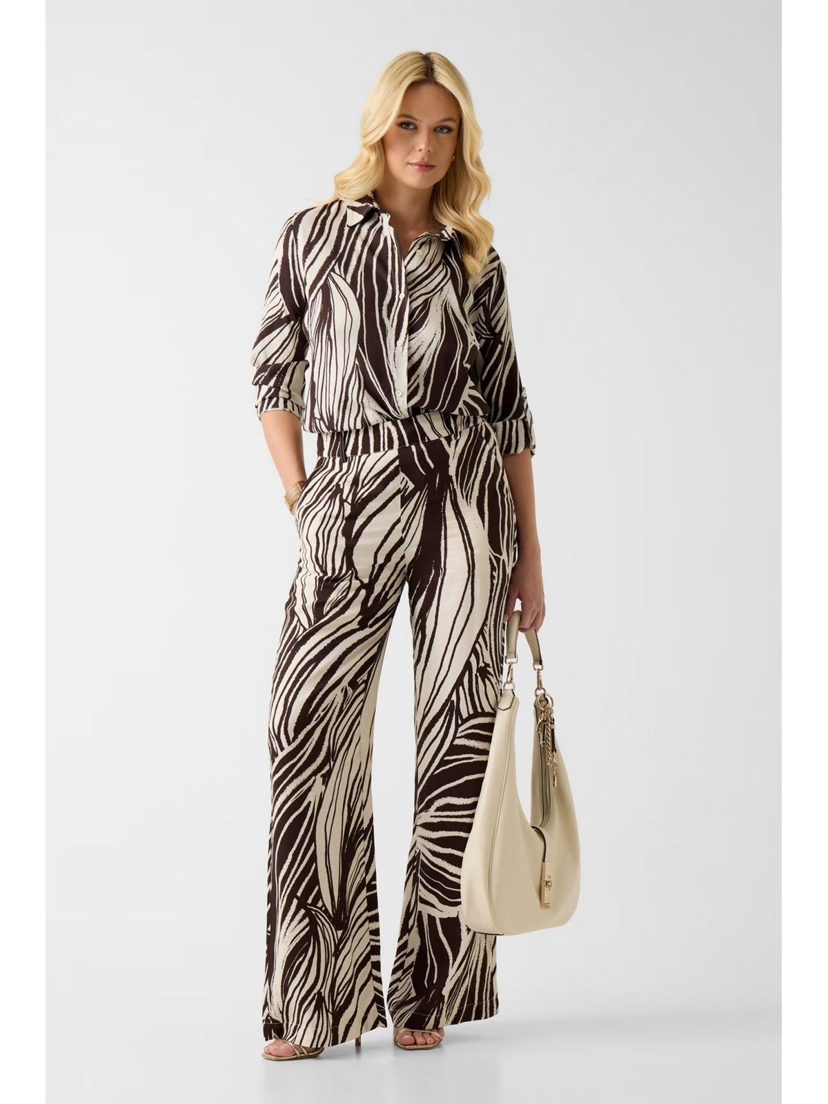 GUESS Pantalone Donna BASTIENNE WIDE LEG TROUSER W6GB19 W1972 PMIC WILD ESCAPE PRINT