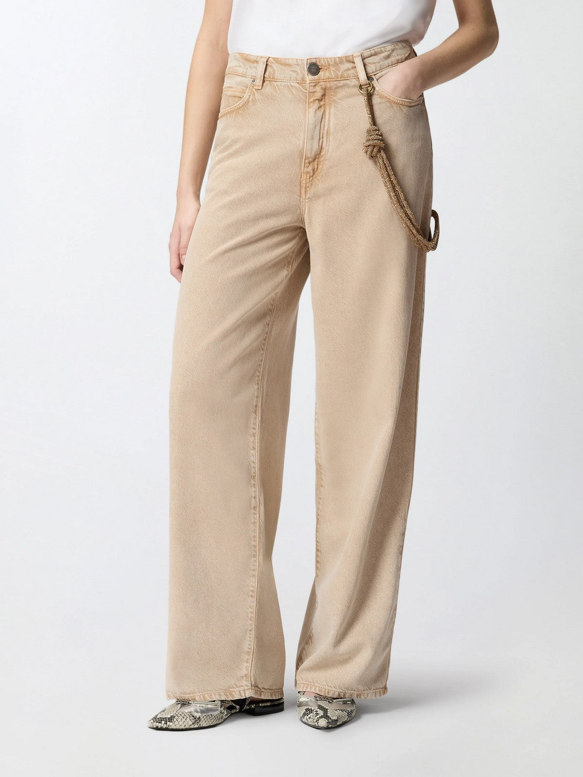 PINKO Jeans Donna LAURYN LOOSE BULL 104601-A33R C88 BEIGE-MACROCISTIDE