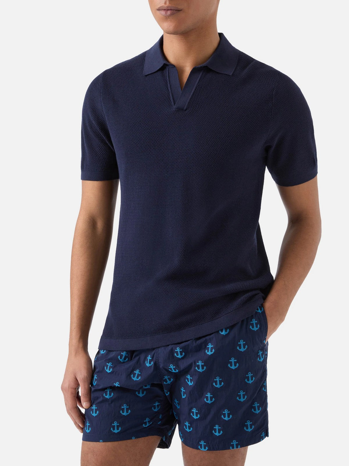 MC2 SAINT BARTH Polo Uomo SLOAN LINEN COTTON 00097L 61 BLUE NAVY