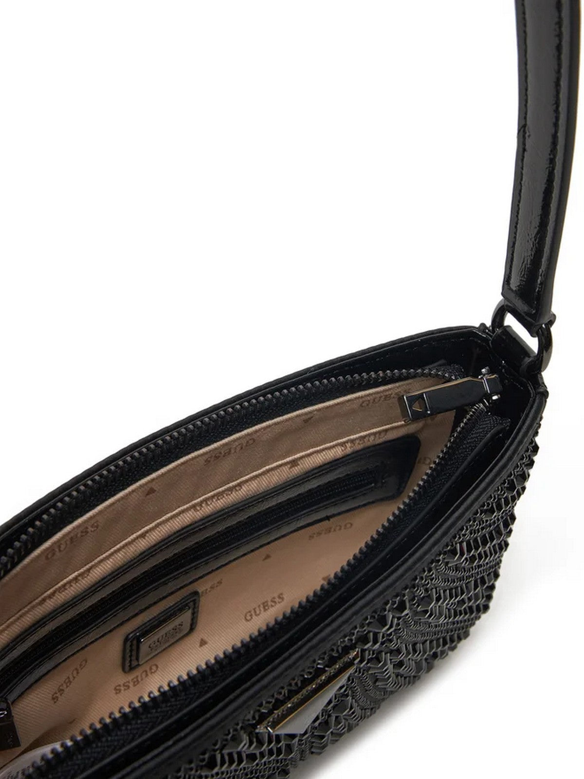 GUESS Borsa Donna BEAUVOIR MINI TOP ZIP SHDR BAG HWXM95 28720 BLA Nero gioboutiqueweb