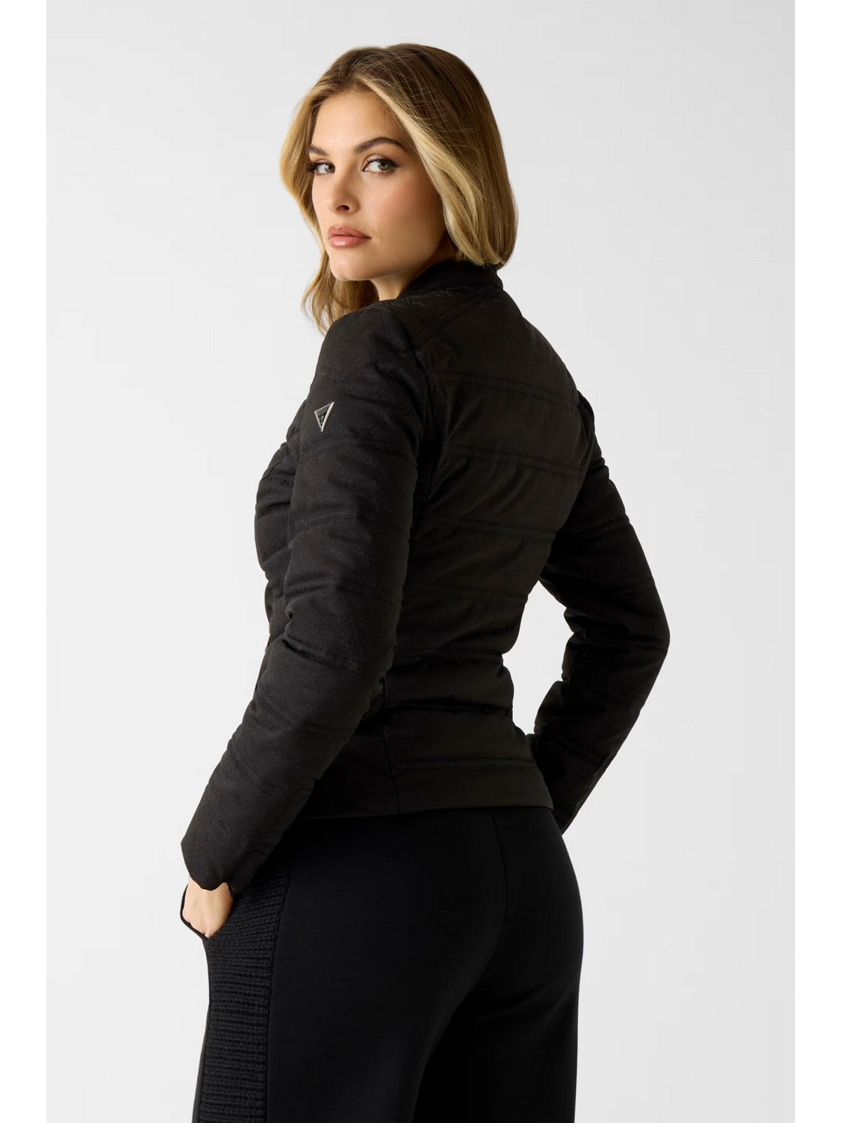 GUESS Giubbino Donna New Vona Logo Jacket W6RL02 WJ492 JBLK Jet Black A996