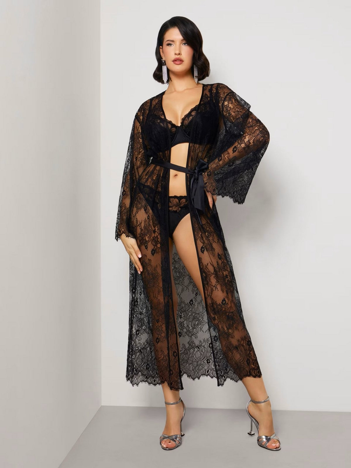 GUESS BEACHWEAR Abito Donna Long Kimono O4GX10 KC9S0 JBLK Nero gioboutiqueweb