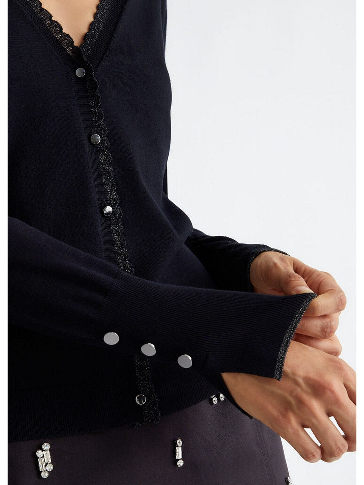 LIU JO WHITE Cardigan Donna WF4082MS49I 22222 Nero gioboutiqueweb