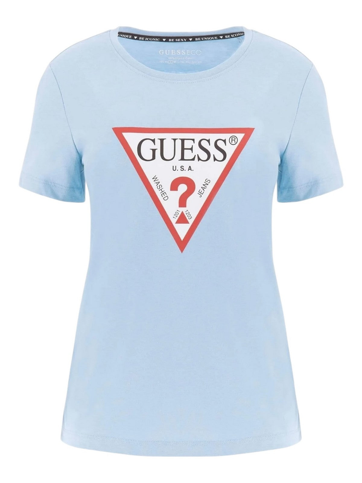 GUESS T-shirt Donna SS CN ORIGINAL TEE W1YI1B I3Z14 G7GG Blu gioboutiqueweb