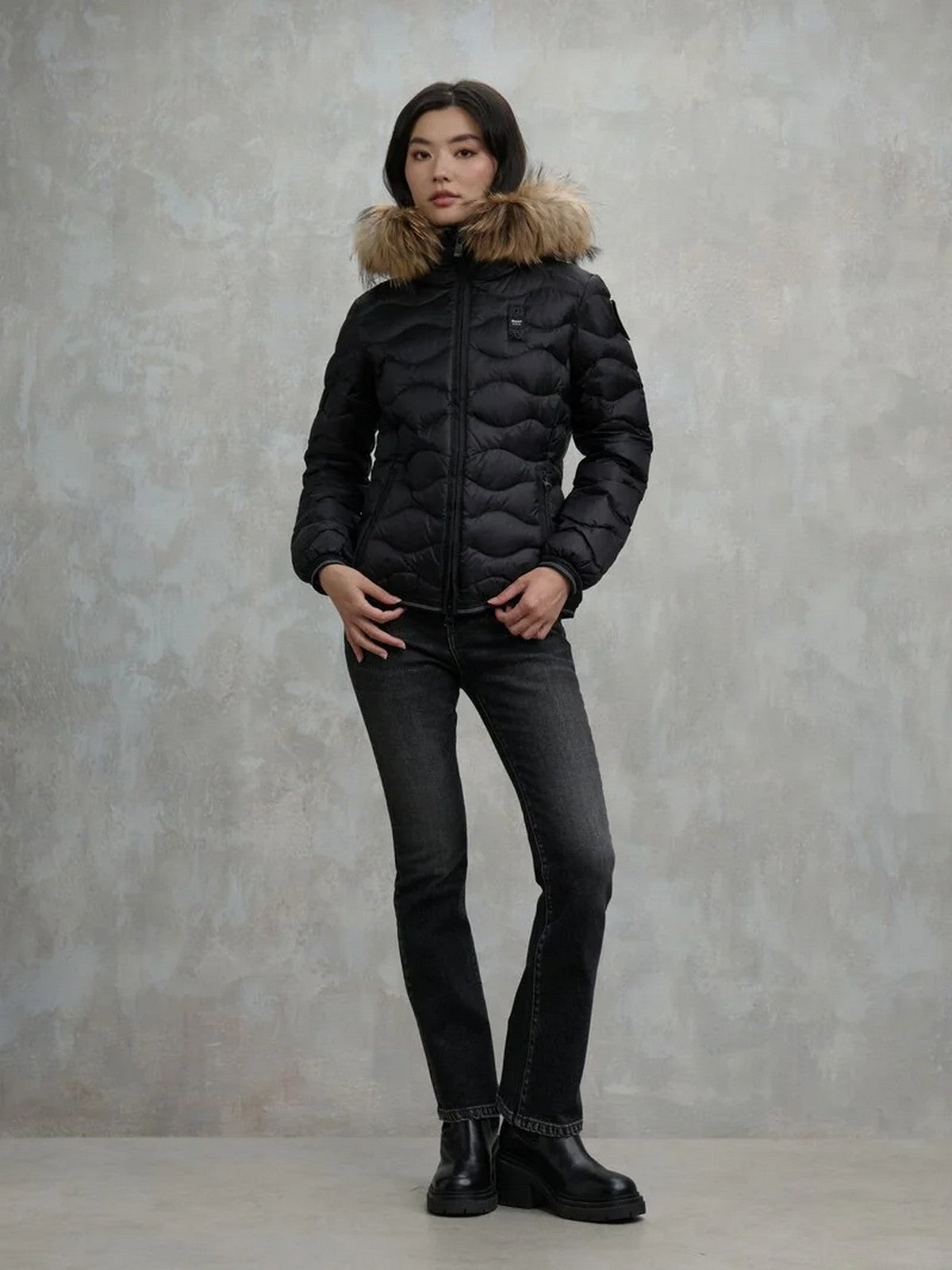 BLAUER Piumino Donna ALDIE 25WBLDC03096 006047 999EI NERO interno BEIGE 301