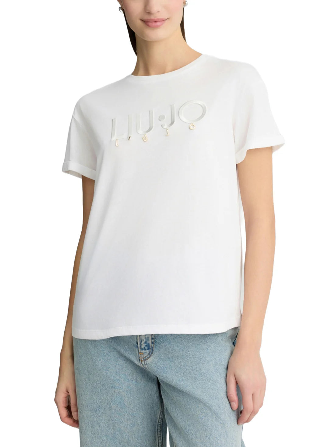 LIU JO WHITE T-shirt Donna WA5007JS923 M9513 Bianco gioboutiqueweb