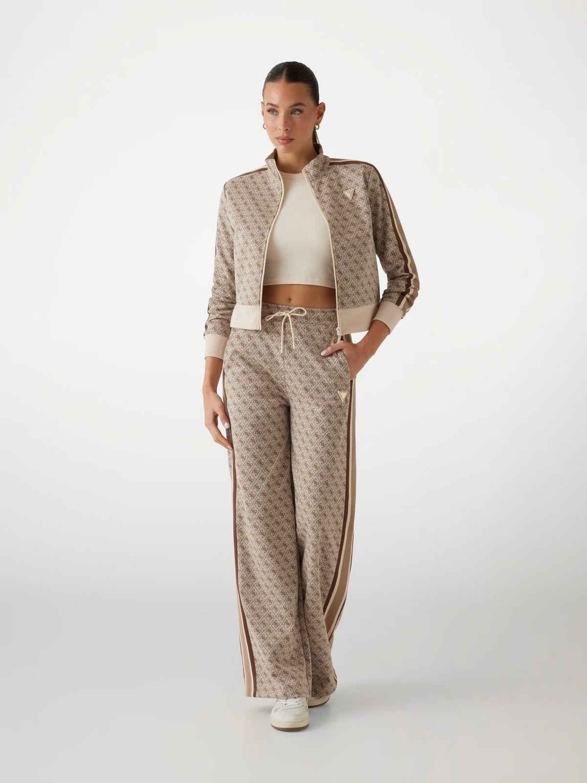 GUESS SPORT Pantalone Donna JEAN G LOGO STRAIGHT V5RB03 KCO90 FN4T Beige gioboutiqueweb