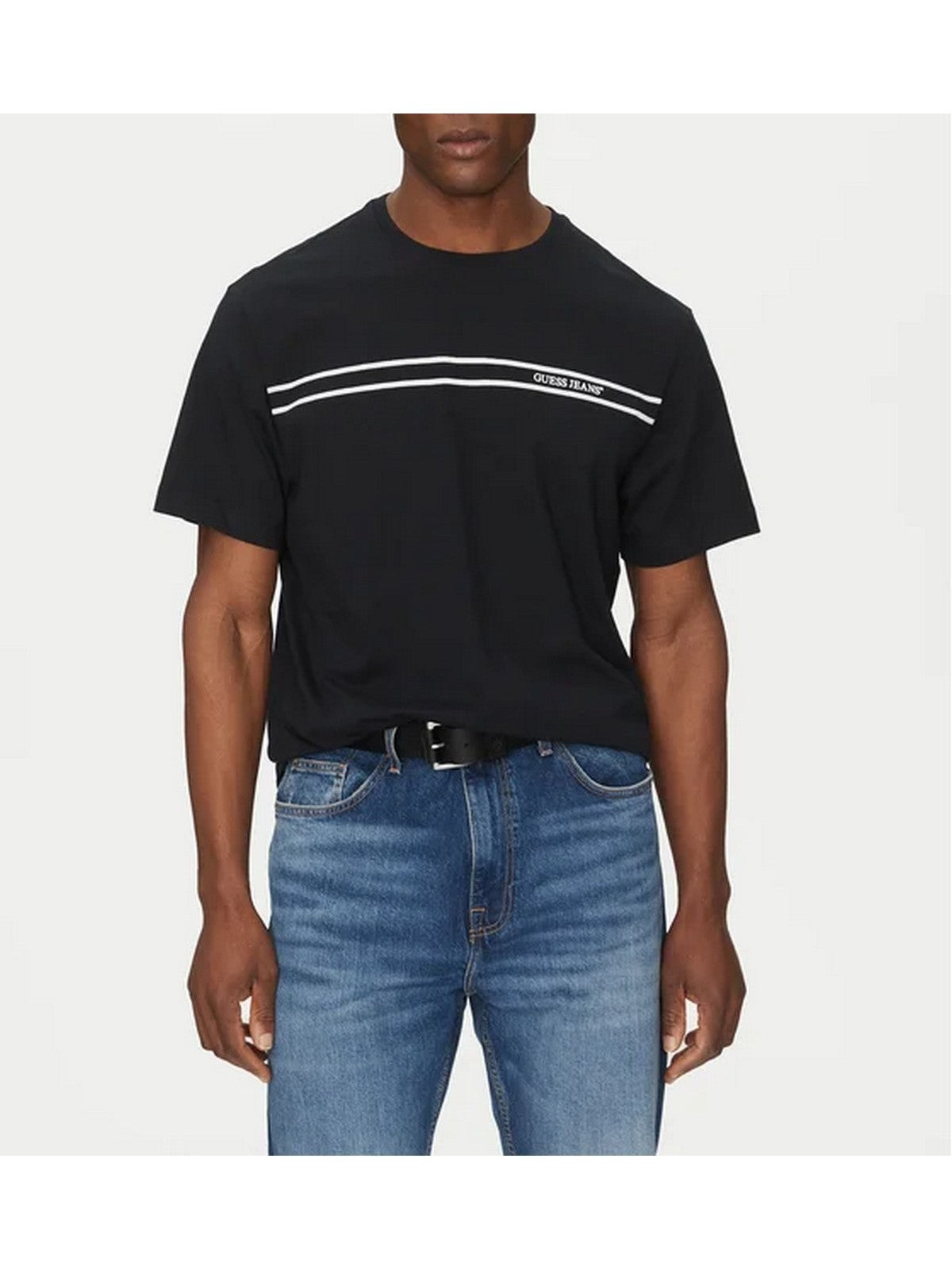 GUESS T-shirt Uomo GJ SS CN REG CHEST STRIPE TEE M5RI78 KCPQ1 JBLK Jet Black A996 gioboutiqueweb