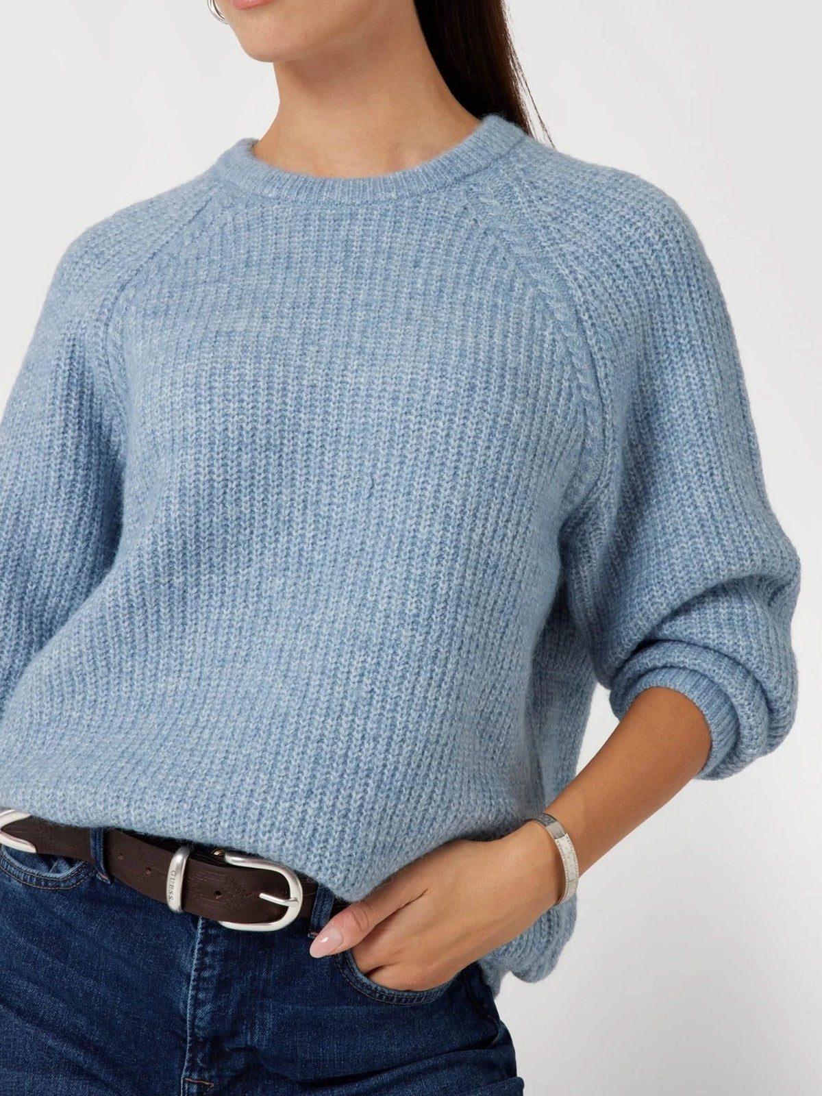 Guess Maglione Woman LS CN Cable Margot Swr W4BR0O Z3LG0 G7DX Blue