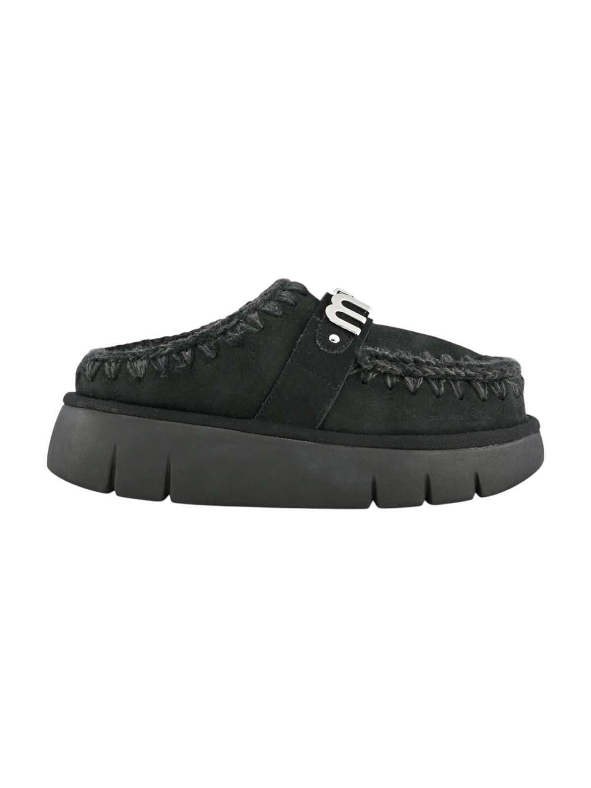 MOU Ciabatta Donna Bounce clog metal logo MU.FW531001A BKBK BLACK