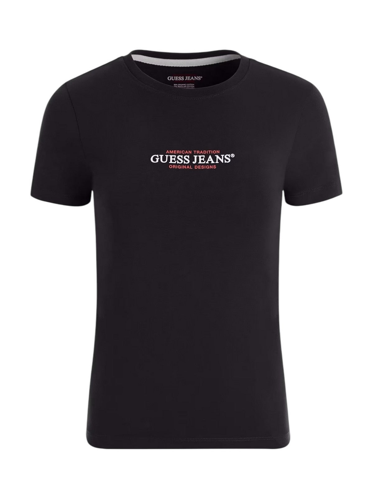 GUESS T-shirt Donna GJ SS CN SLIM AMERICAN TR TEE W4YI03 J1314 JBLK Nero gioboutiqueweb
