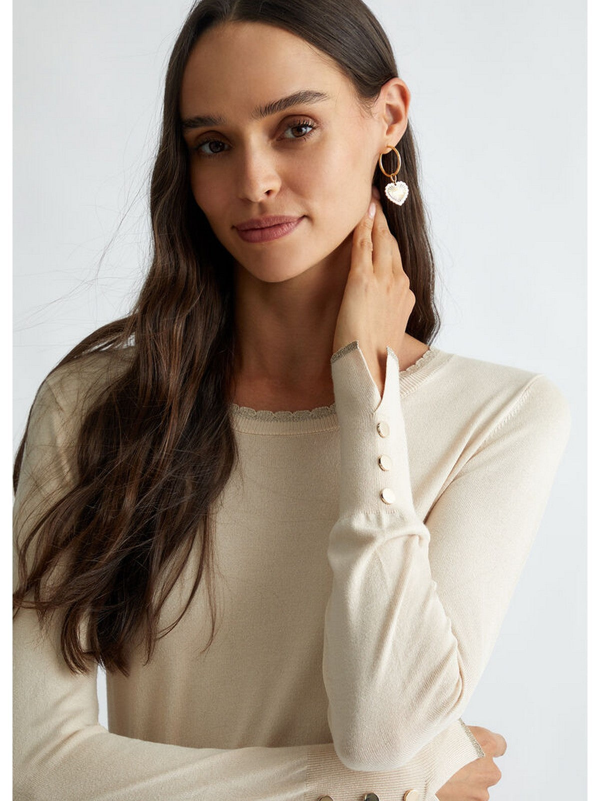 LIU JO WHITE Maglia Donna WF4574MS49I X0623 Beige gioboutiqueweb