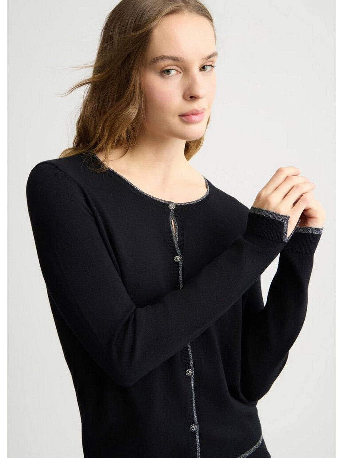 LIU JO WHITE Cardigan Donna WXX056MS49I 22222 Nero gioboutiqueweb