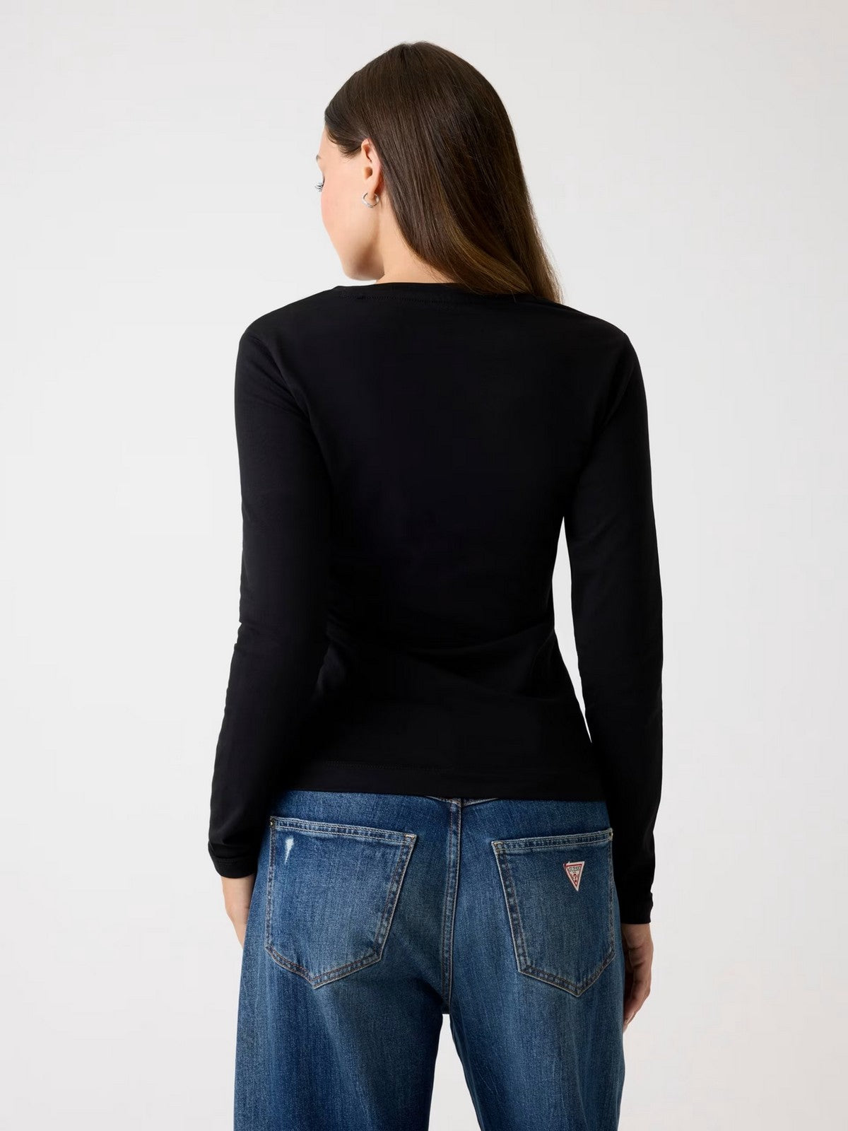 GUESS T-shirt Donna LS CN LEO TRIANGLE TEE W5BI75 J1314 JBLK Jet Black A996