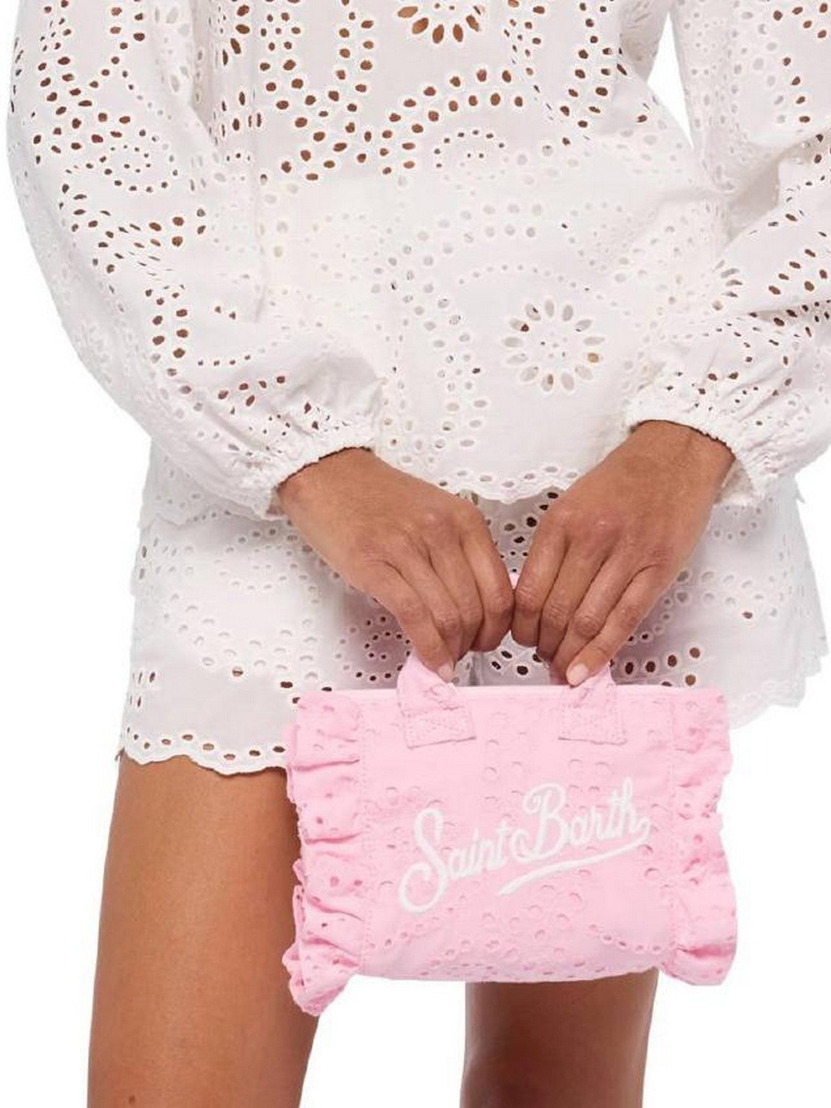 MC2 SAINT BARTH Borsa Donna VANITY MINI VOLANT 02531L COTTON FLOWER EMBROIDERY 21 EMB