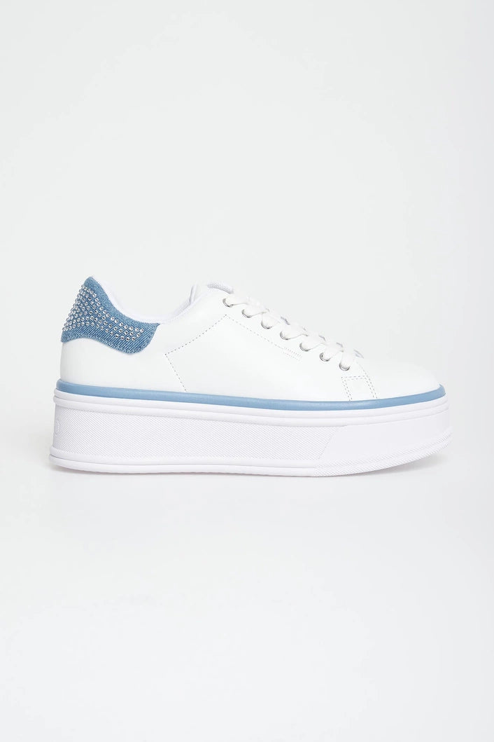 LIU JO Sneaker Donna SELMA 16 BA5101PX652 S3692 LEATHER/DENIM WHITE/DENIM gioboutiqueweb