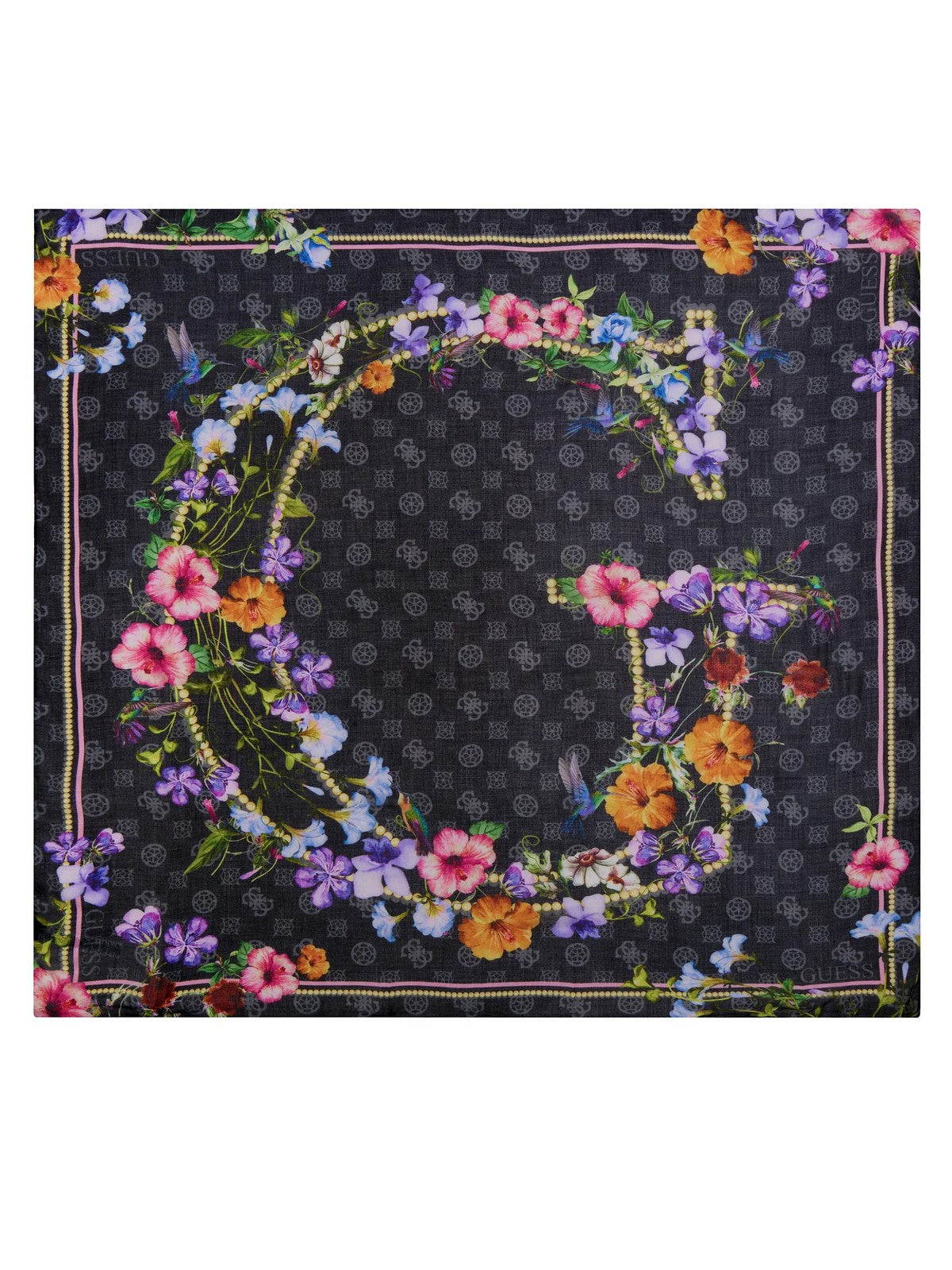 GUESS Foulard Donna Kefiah 130X130 AW9991 COT03 BLA Nero gioboutiqueweb