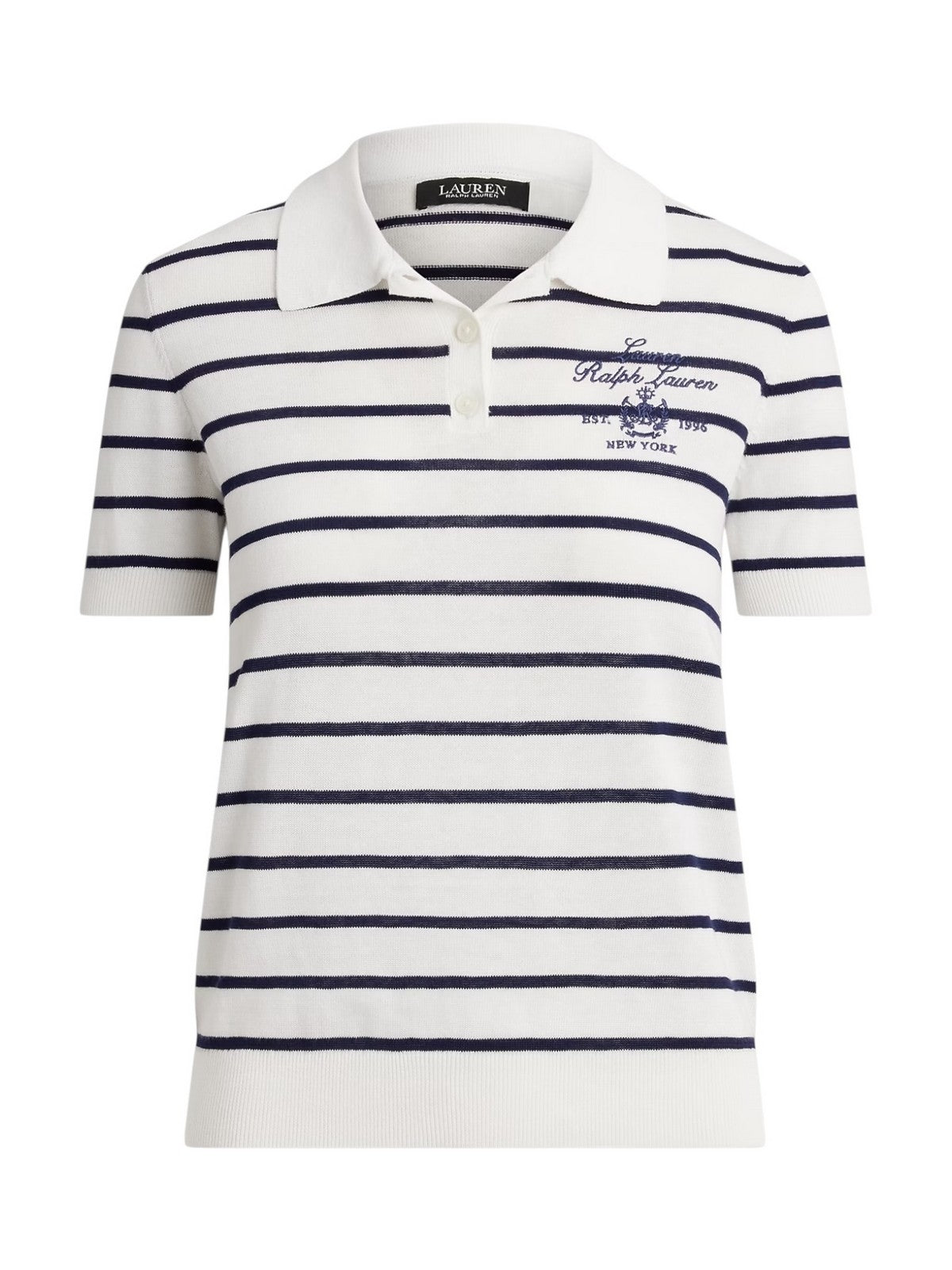 LAUREN RALPH LAUREN Polo Donna NATRISSA-SHORT SLEEVE-PULLOVER 200P03506 001 WHITE/REFINED NAVY