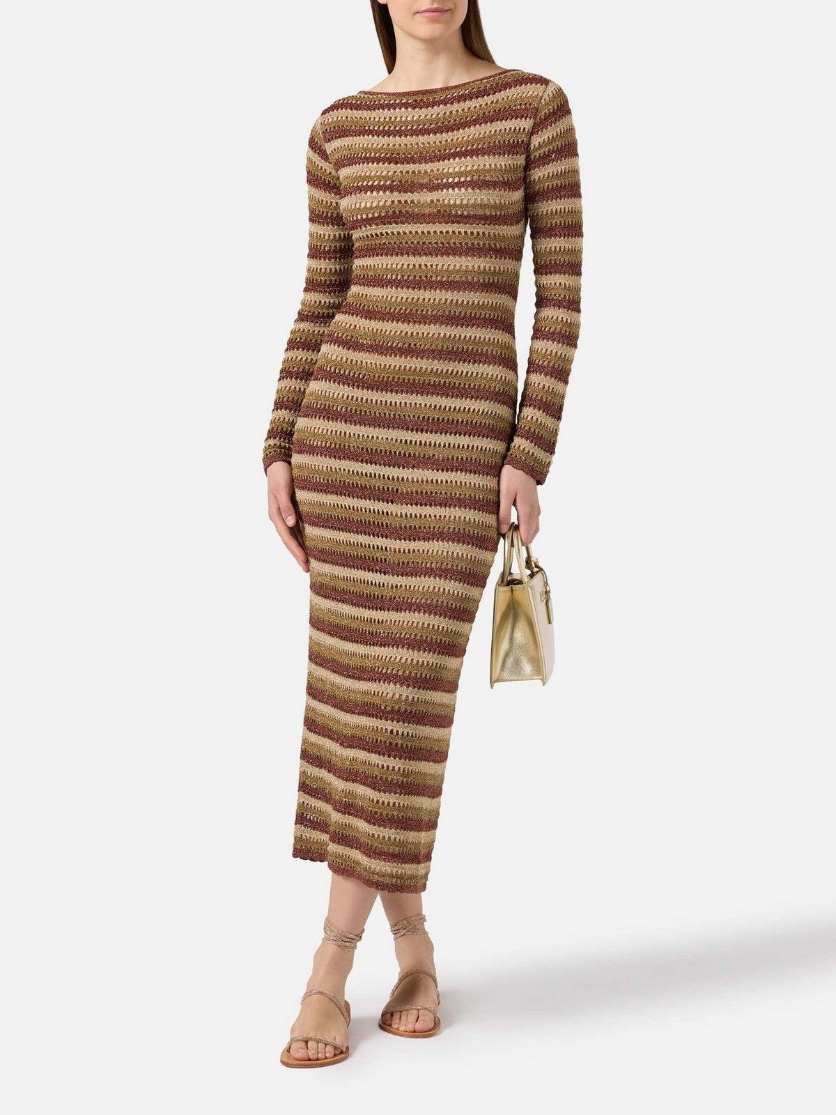 MC2 SAINT BARTH Abito Donna ROBYN 00492L STRIPES LUREX GOLD