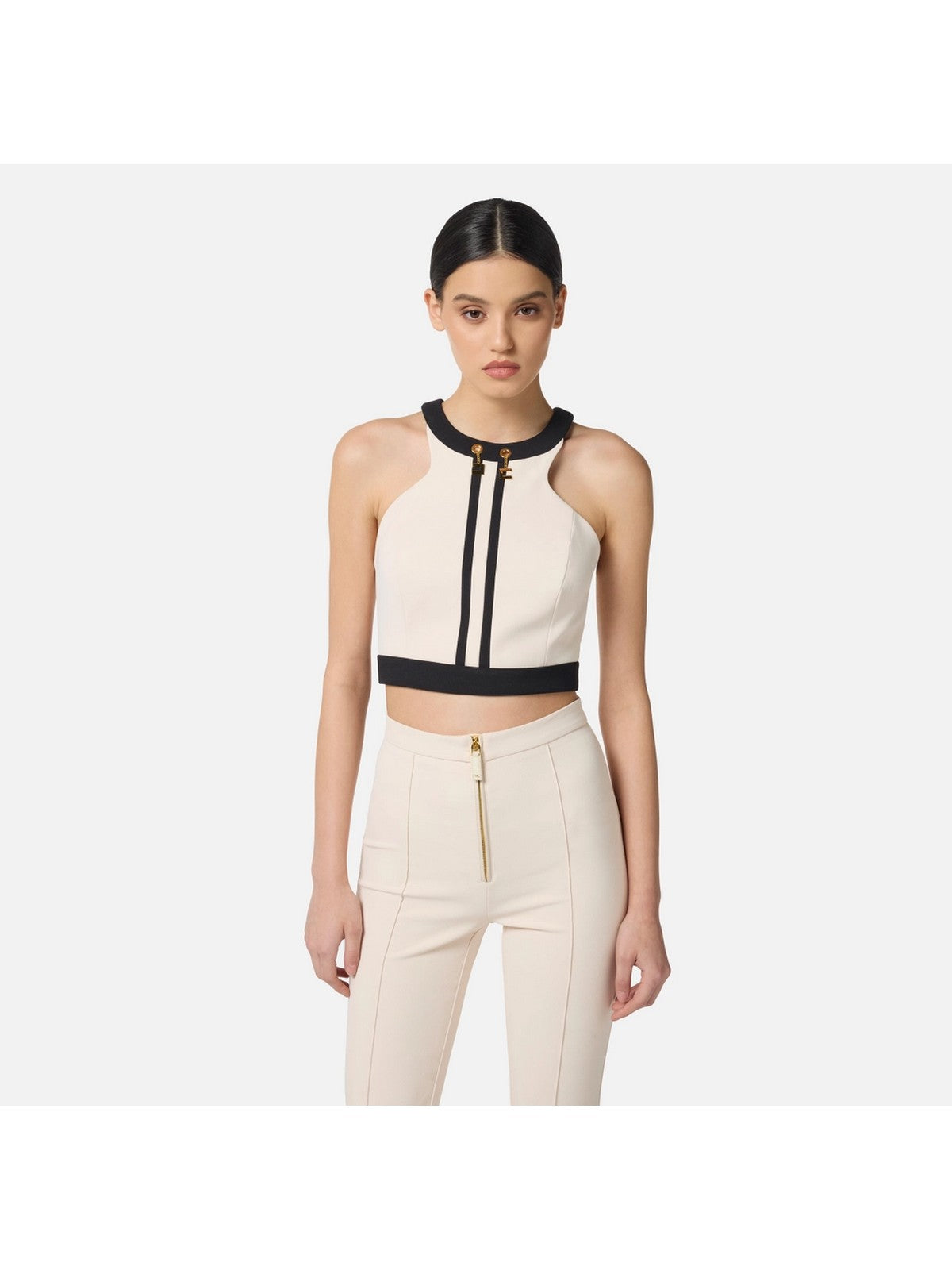 ELISABETTA FRANCHI Top Donna TOT0156E2 EF1 MILK/NERO gioboutiqueweb