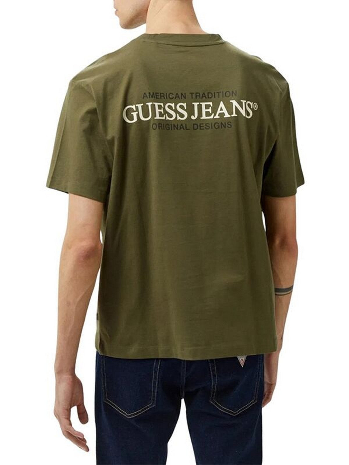 GUESS T-shirt Uomo GJ SS CN OS AMERICAN TRAD TEE M4BI75 K8FQ4 G8EV OLIVE LIGHT GREEN