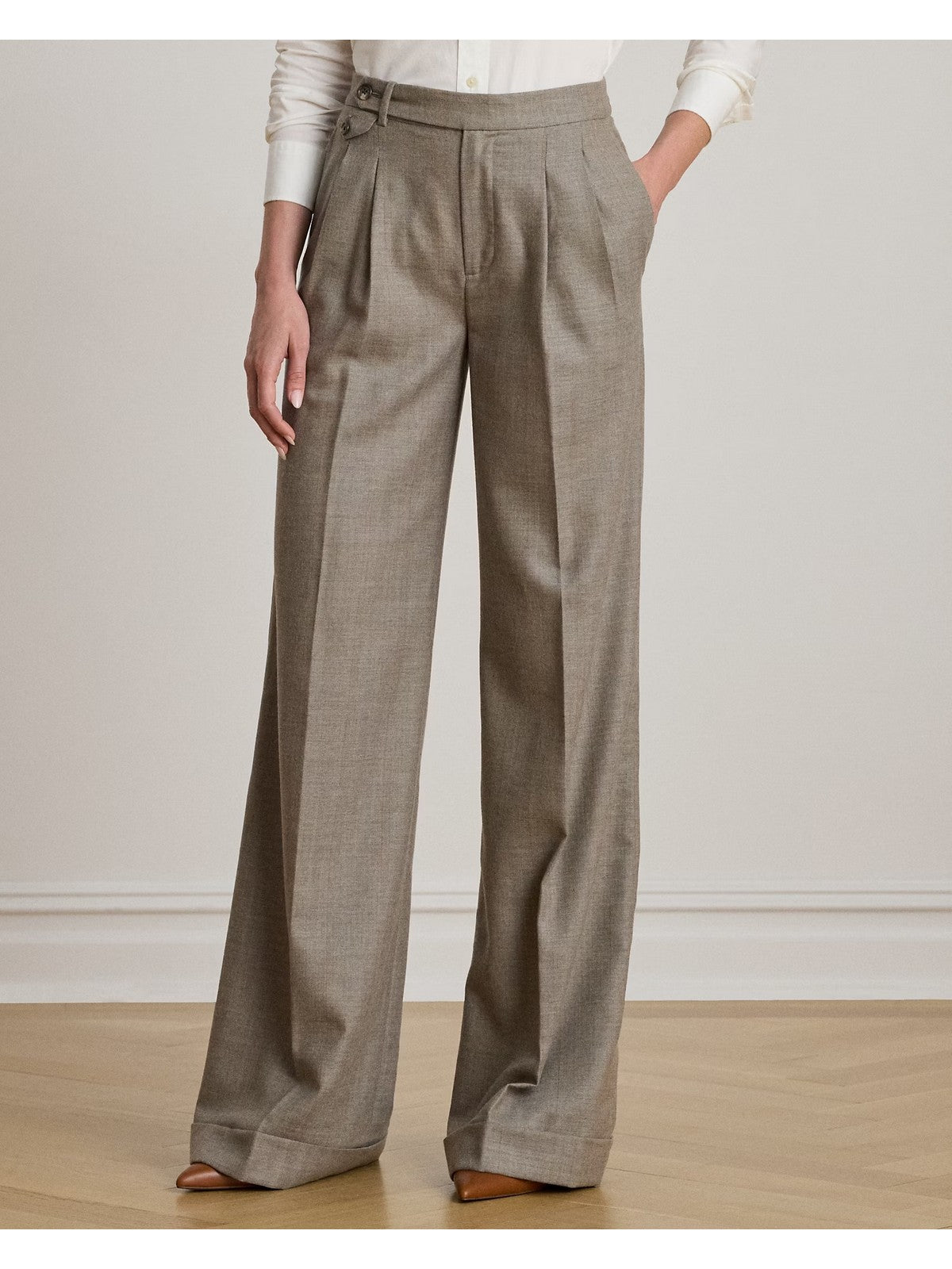 LAUREN RALPH LAUREN Pantalone Donna WILVA-FULL LENGTH-PLEATED 200979826 001 TAUPE/GREY MULTI
