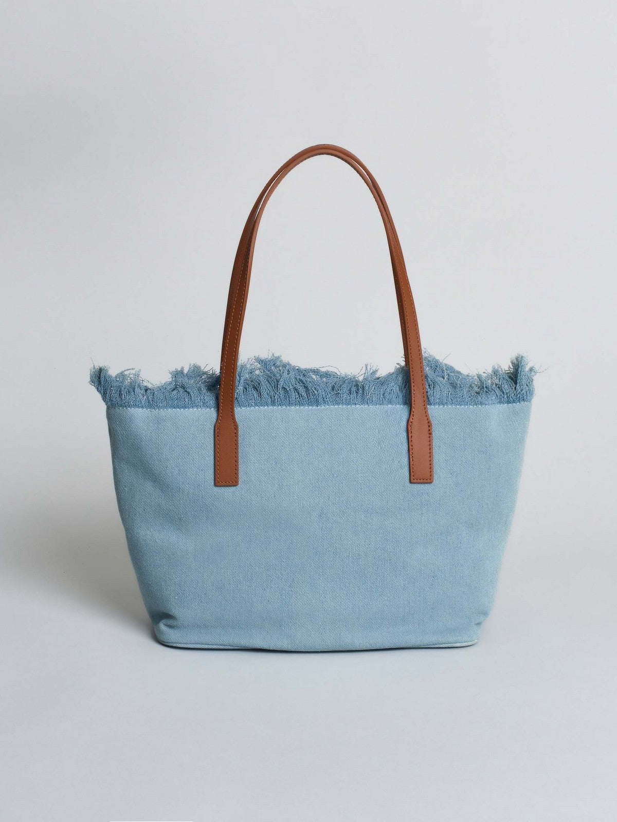 MC2 SAINT BARTH Borsa Donna CITY BAG MID FRINGE 01759L DENIM LIGHT EMB