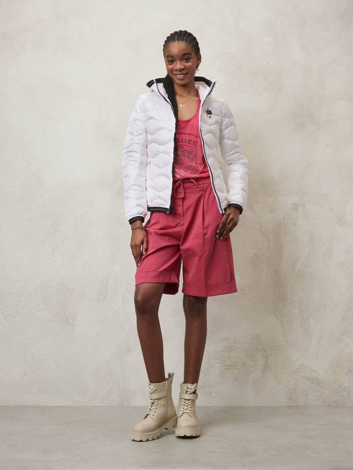 BLAUER Piumino Donna 24SBLDC03051 005050 100 Bianco gioboutiqueweb