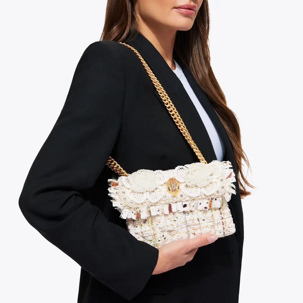 KURT GEIGER Borsa Donna 690-TWEED MINI KENSINGTON 5379544069 BONE/COMB BONE/COMB