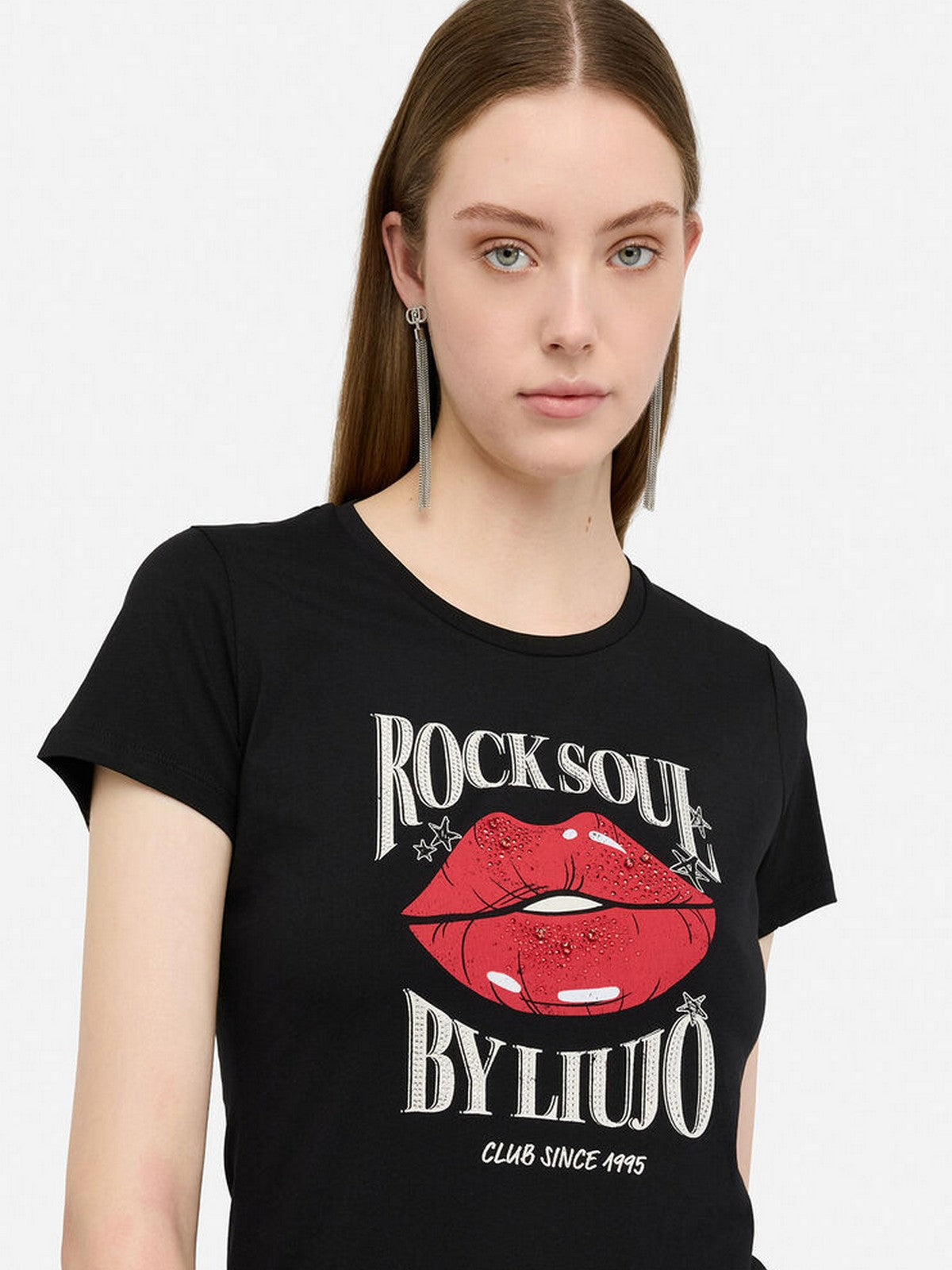 LIU JO BLUE DENIM T-shirt Donna UF5265JS923 M9941 Nero/LiuJo rock