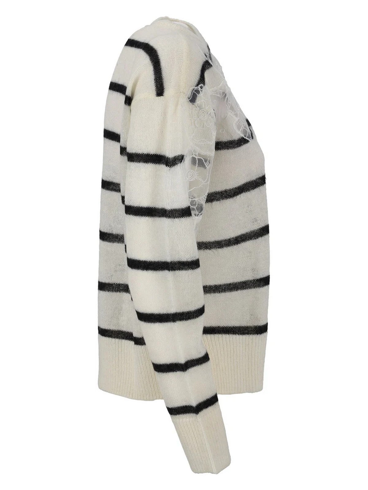 TWINSET Maglione Donna SOFT STRIPES & INTARSIA LACE 252TP3252 12755 RIGA NEVE/NERO