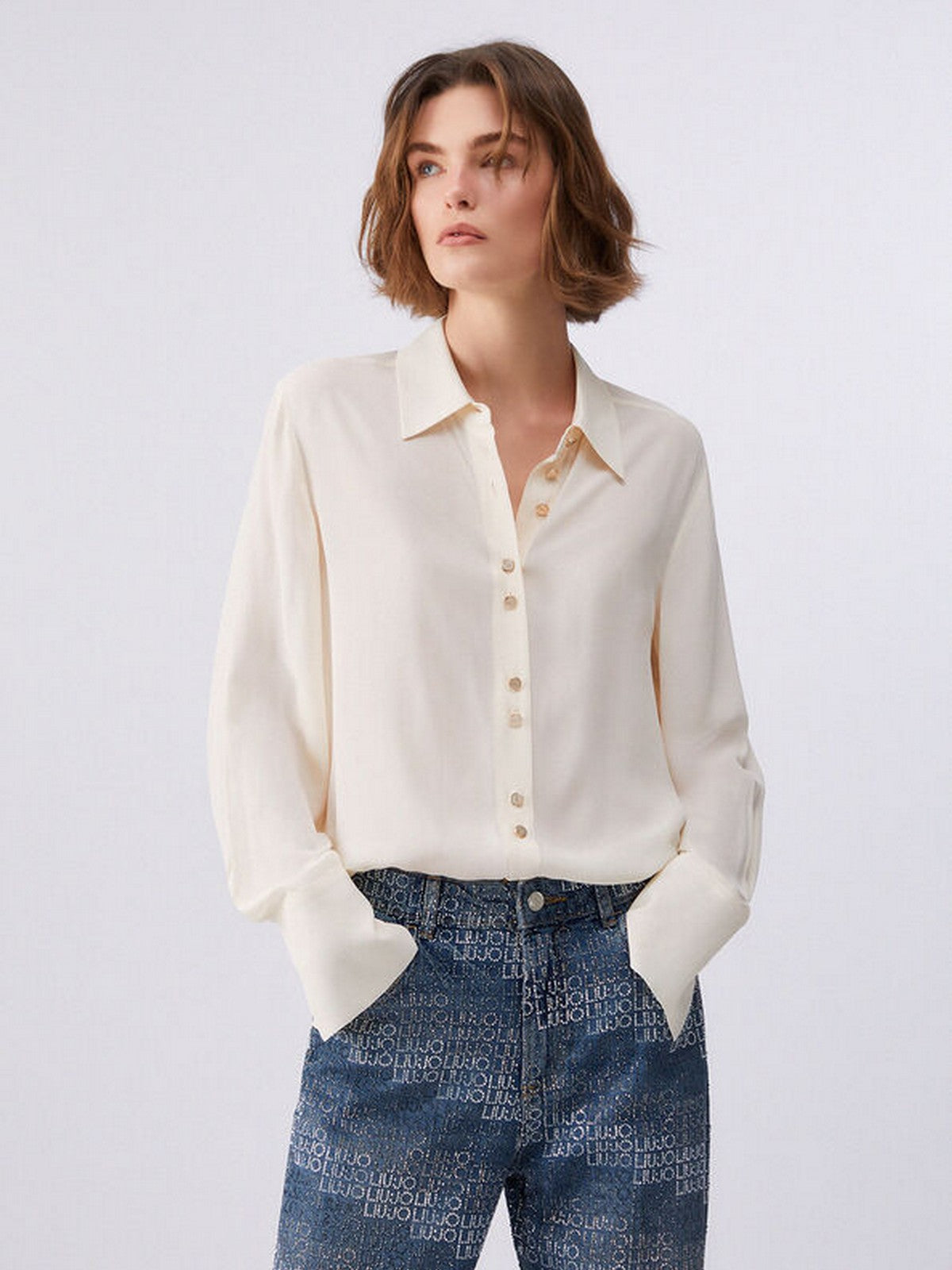 LIU JO BLACK Camicia Donna CA6157T2578 P9572 Cremino light