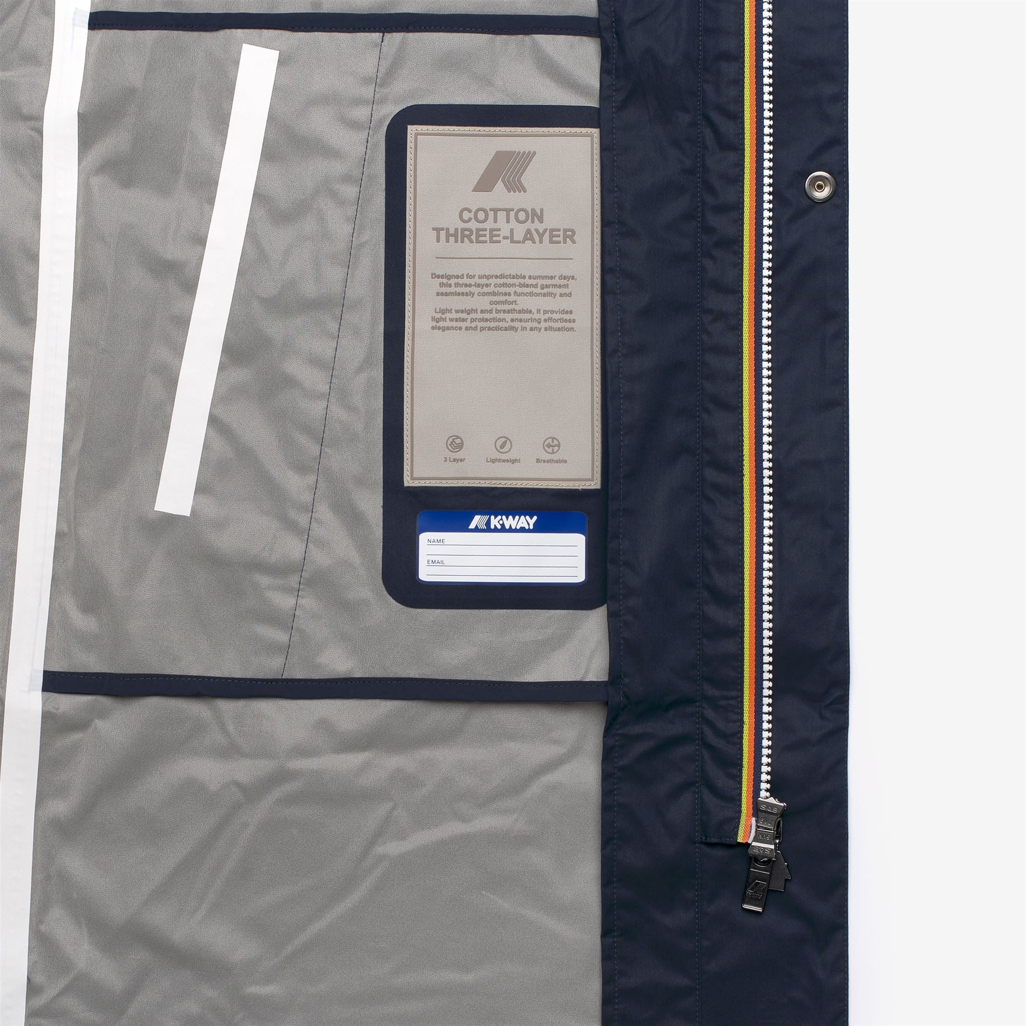 K-WAY Giubbino Uomo TOMMY COTTON 3LAYERS K1122TW K89 BLUE DEPTH