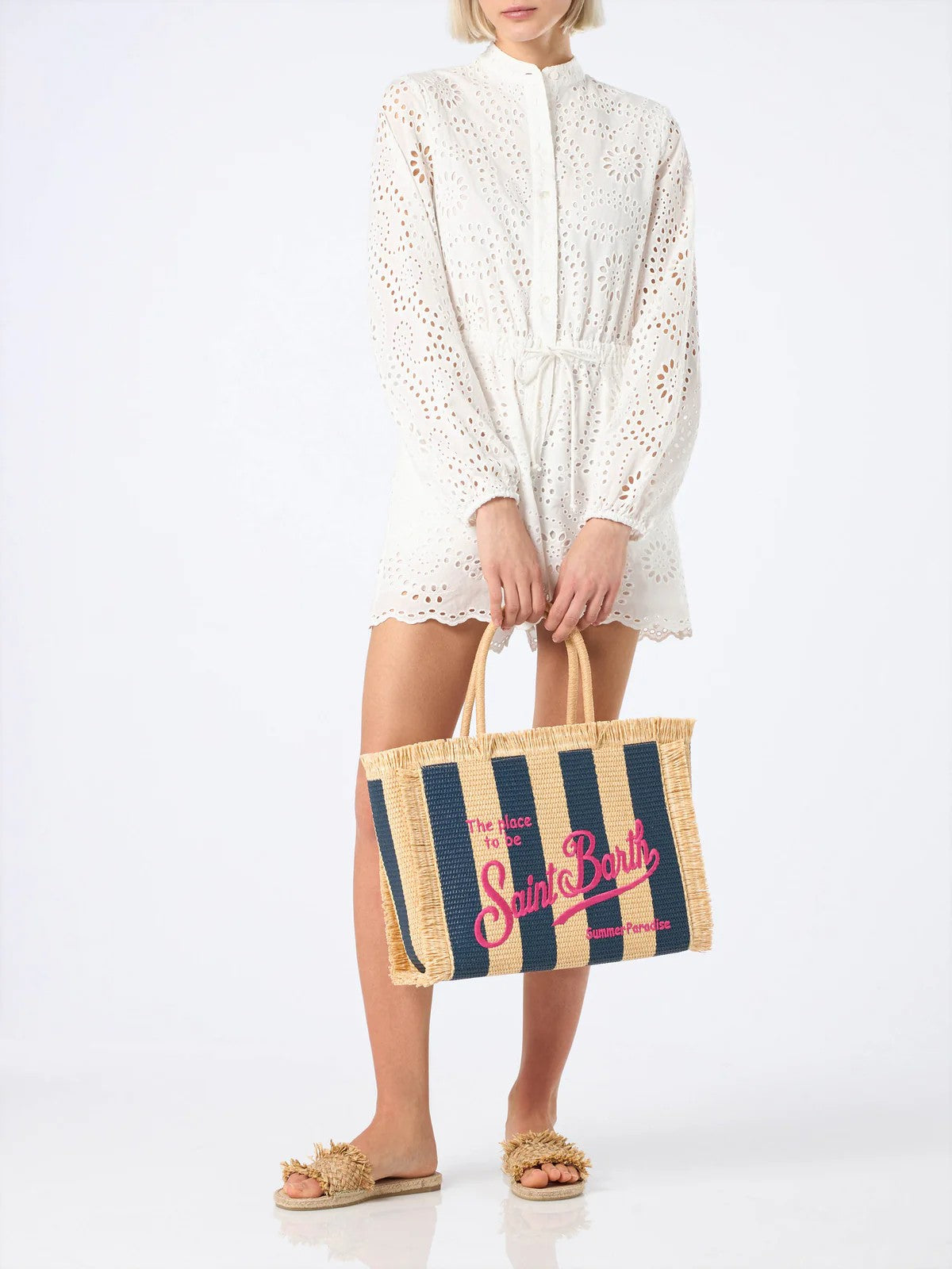 Mc2 Saint Barth Woman Vanity Straw Bag n 00233F Blue