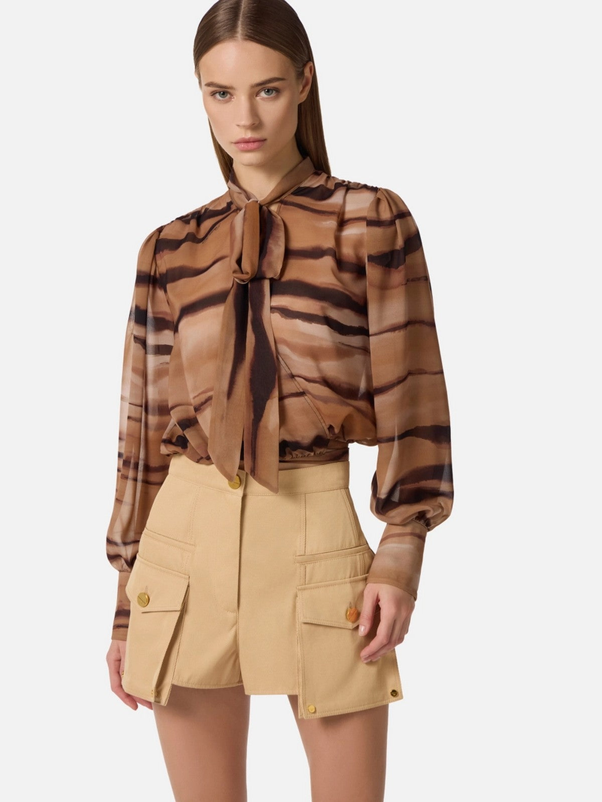 ELISABETTA FRANCHI Camicia Donna CA16062E2 470 CAMMELLO