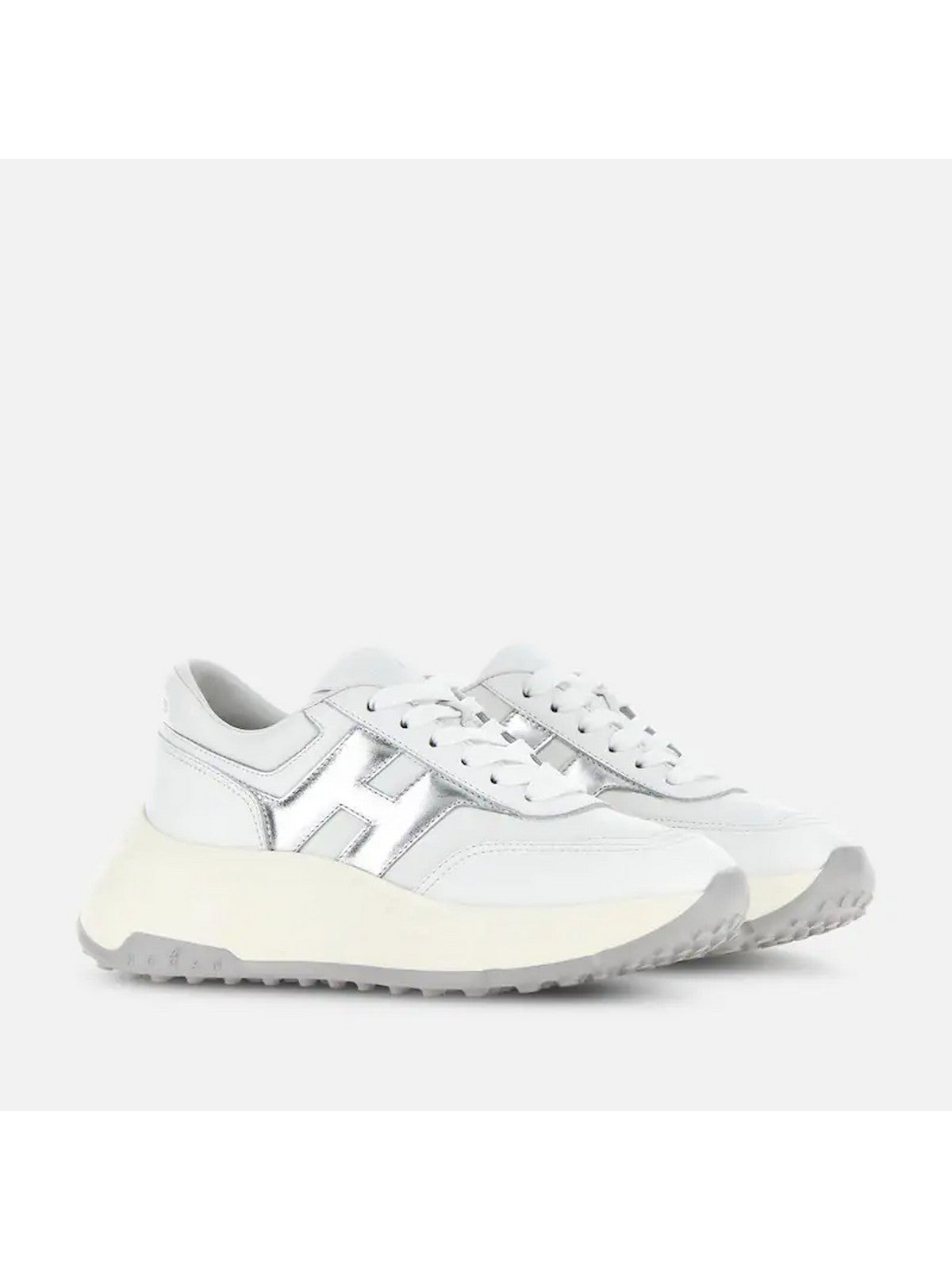 HOGAN Sneaker Donna H669 ALLACCIATO H HXW6690FR30U7I0351 B001(BIANCO)+B200(ARGENTO) gioboutiqueweb