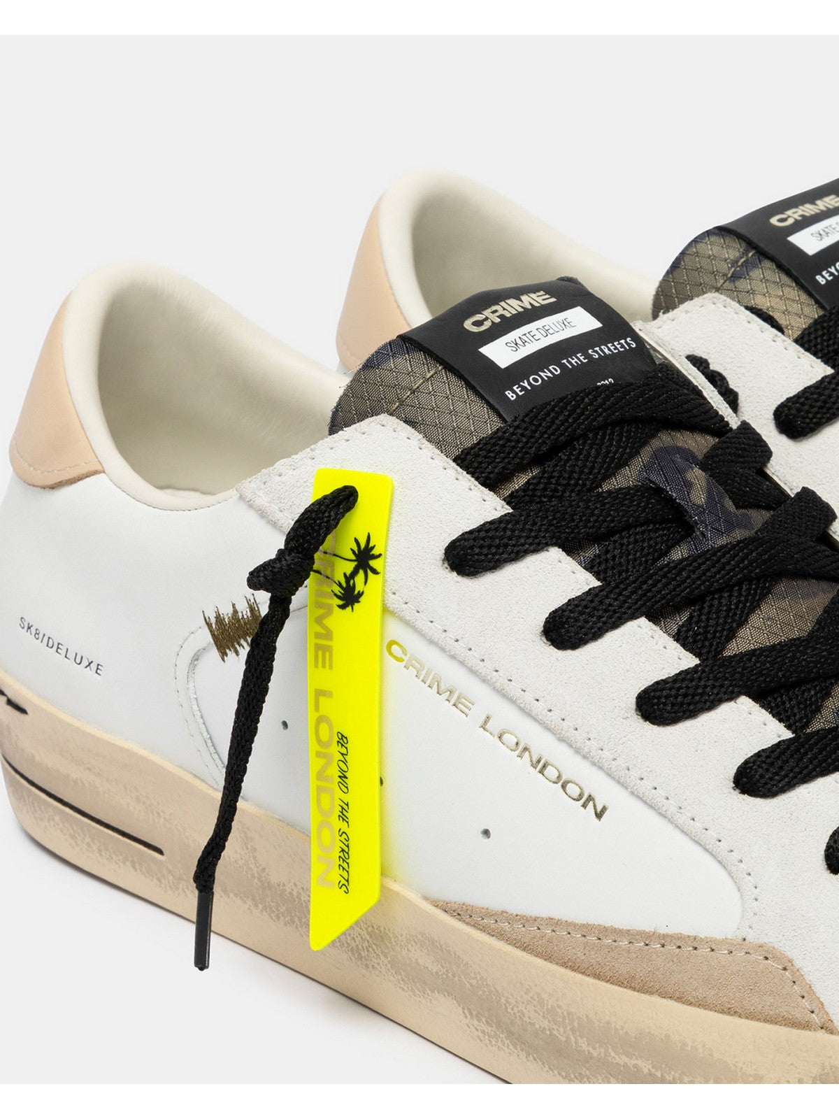 CRIME LONDON Sneaker Uomo SK8 DELUXE DUNE DRIFT 19104PP8 10 WHITE