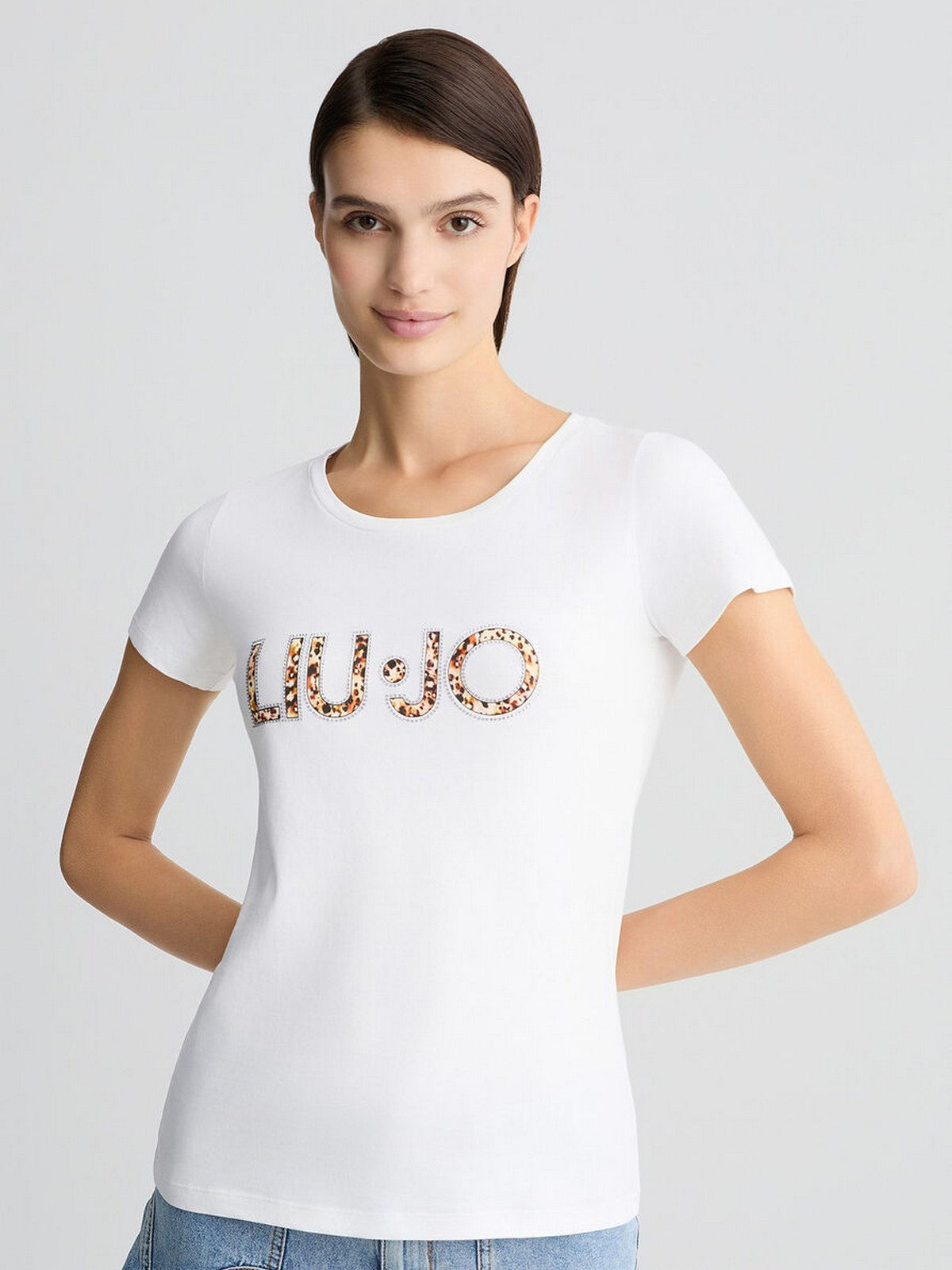 LIU JO BEACHWEAR T-shirt Donna VA5154JS003 M9664 Bianco/animal rouge
