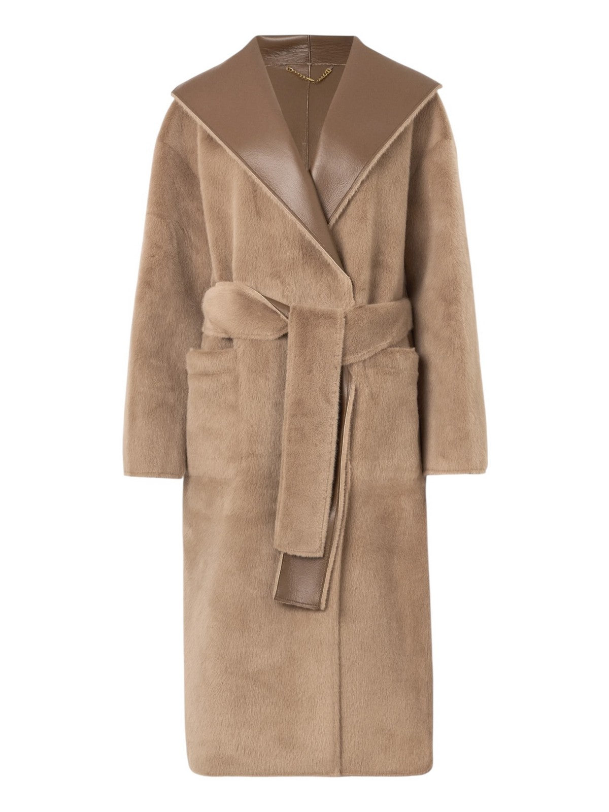 MARCIANO Cappotto Donna INES REVERSIBLE FAUX LTHR COAT 5BGL23 7381A F1AX SILK TAUPE MULTI