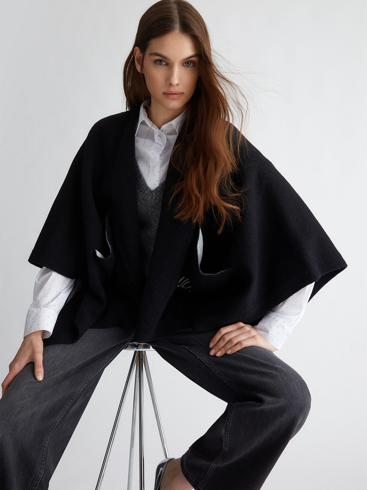 LIU JO SOFT Poncho Donna 2F4016M0300 22222 Nero gioboutiqueweb