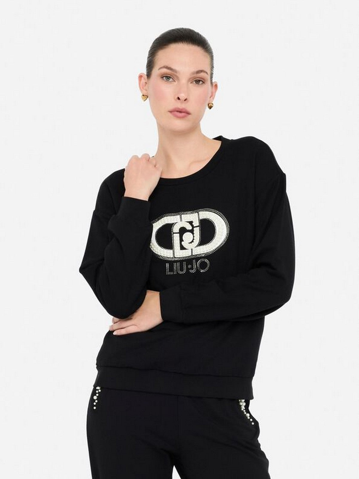 LIU JO SPORT Felpa Donna TF5154FS576 R9932 NERO/MONOGRAM