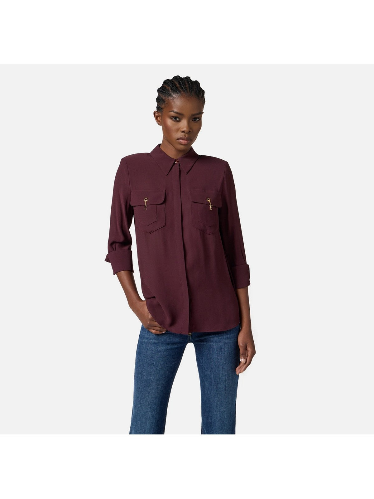 ELISABETTA FRANCHI Camicia Donna CA12256E2 EA4 MERLOT gioboutiqueweb
